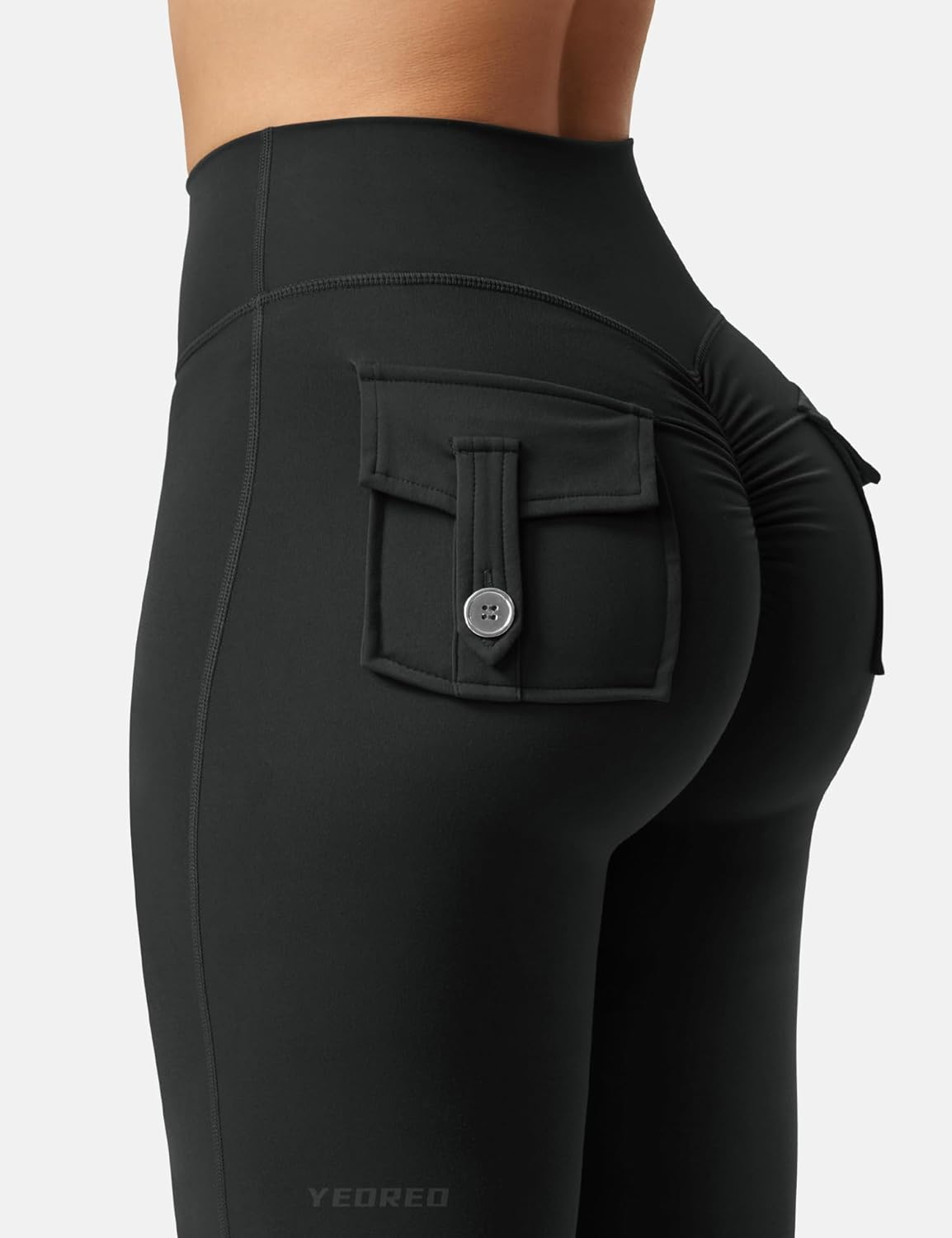 YEOREO Coreflex Flare Leggings with Pockets for Women 31.5" Scrunch Workout Leggings Butt Lifting Gym Yoga Pants image number 6