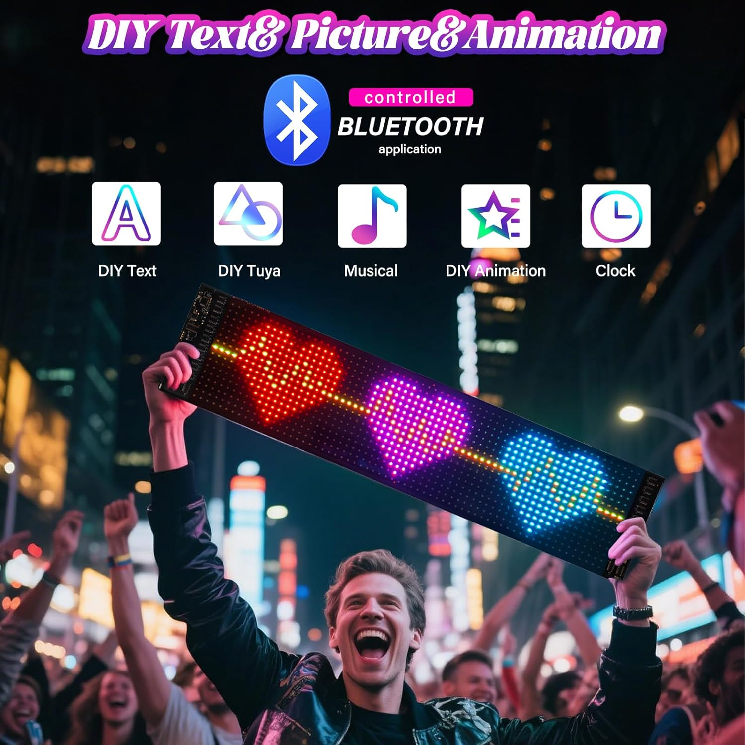 Devil Eyes Light for Car Windshield - 23.4"X4.7" Programmable RGB Accent Lights with APP Control, Custom Text & Music Sync - Easy Install Waterproof Warning Lights for Car, SUV, Truck (2-Pack) image number 5