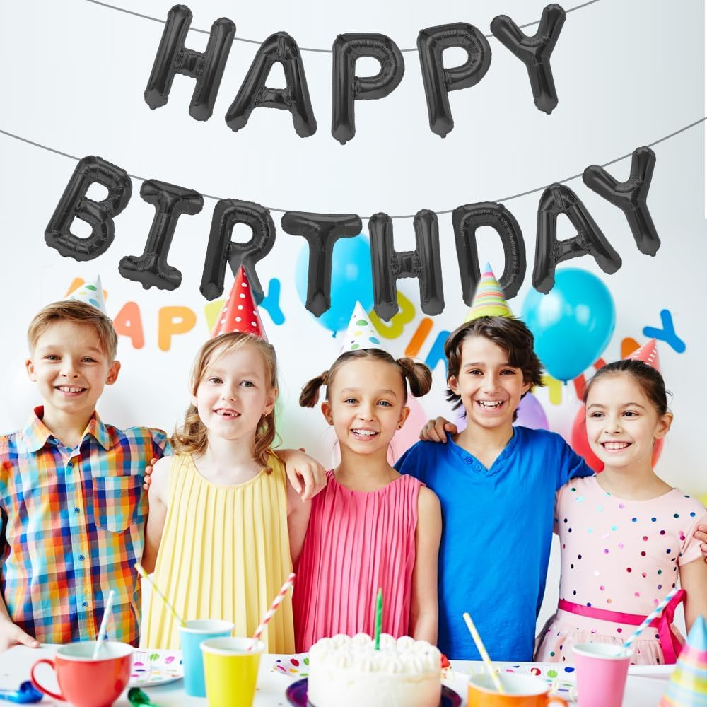 Black Happy Birthday Banner Happybirthday Balloon Happybirthday Signblack Balloons Happybirthday Backdrop Birthday Party Decorations Birthday Decor Birthday Decorations for Men-Black