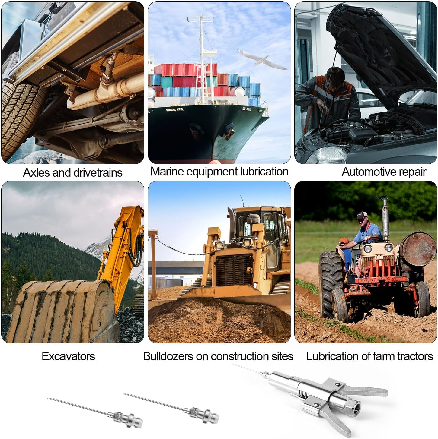 PEUTIER 3Pcs Grease Gun Coupler & Grease Gun Needle Tip, Double Handles Grease Gun Coupler Quick Release Grease Gun Fittings for All Grease Guns image number 5