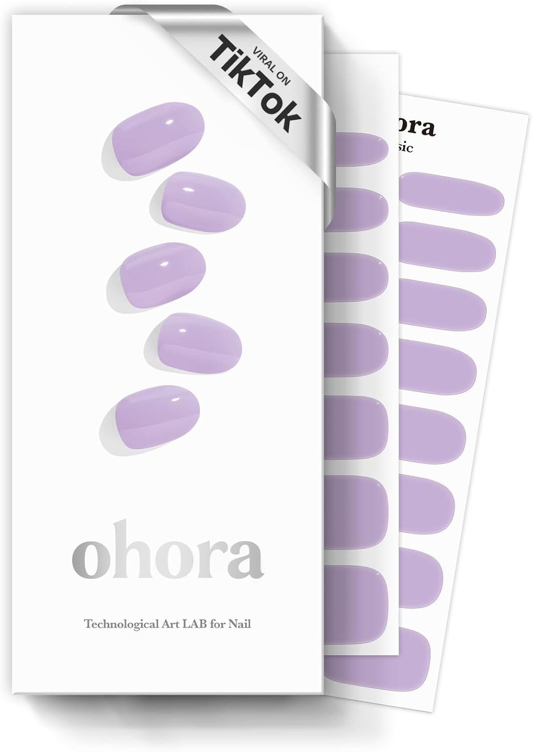 Ohora Semi Cured Gel Nail Strips (N Cream Very Peri) - Purple, Solid, Works with UV/LED Lamps, Salon-Quality, Long Lasting, Easy to Apply & Remove - Includes 2 Prep Pads, Nail File & Wooden Stick