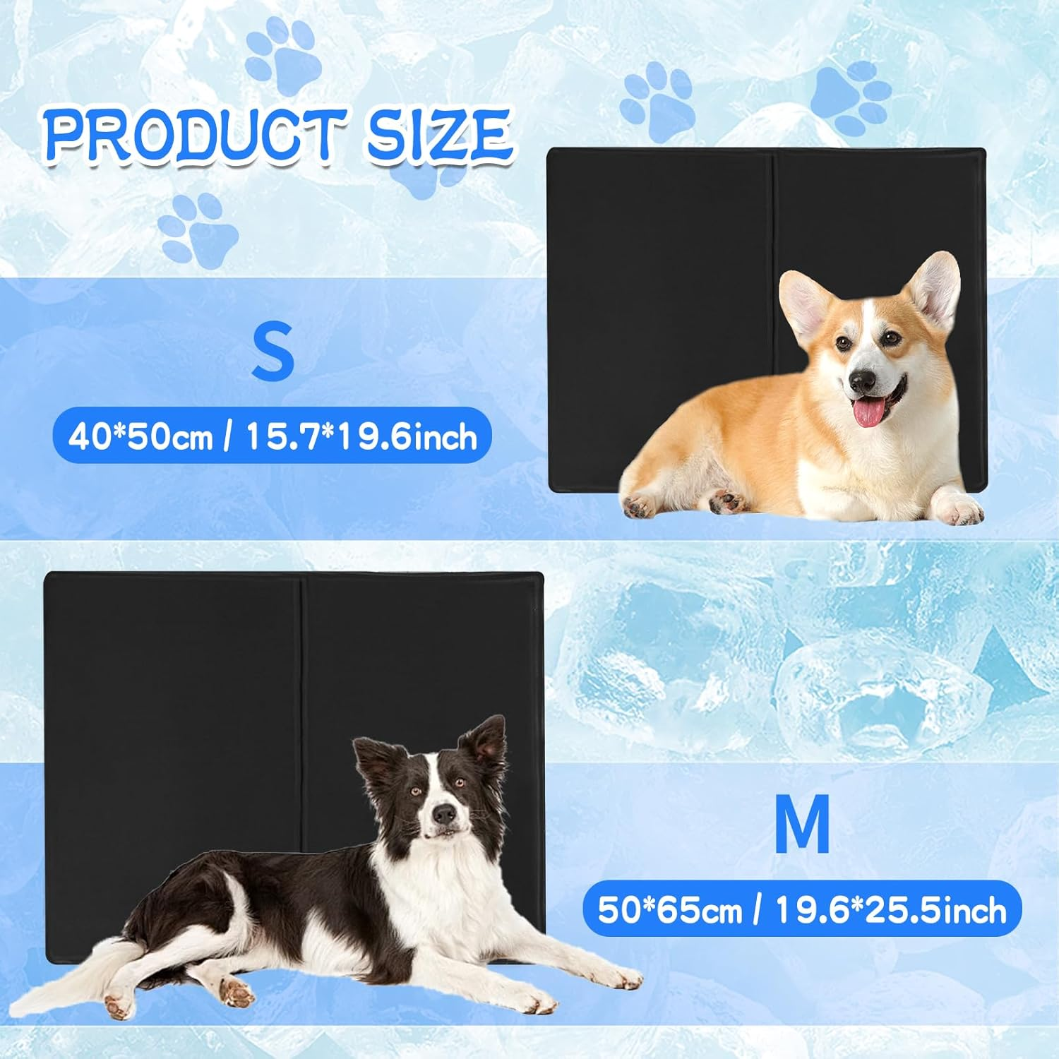 Dog Cooling Mat, Cooling Mat for Dogs and Cats, Dog Cooling Mat for Summer, Dog Cooling Mat, Self-Cooling Cushion with Non-Toxic Gel, Pets Cooling Dog Mat (Black, 50 X 40 Cm) image number 5