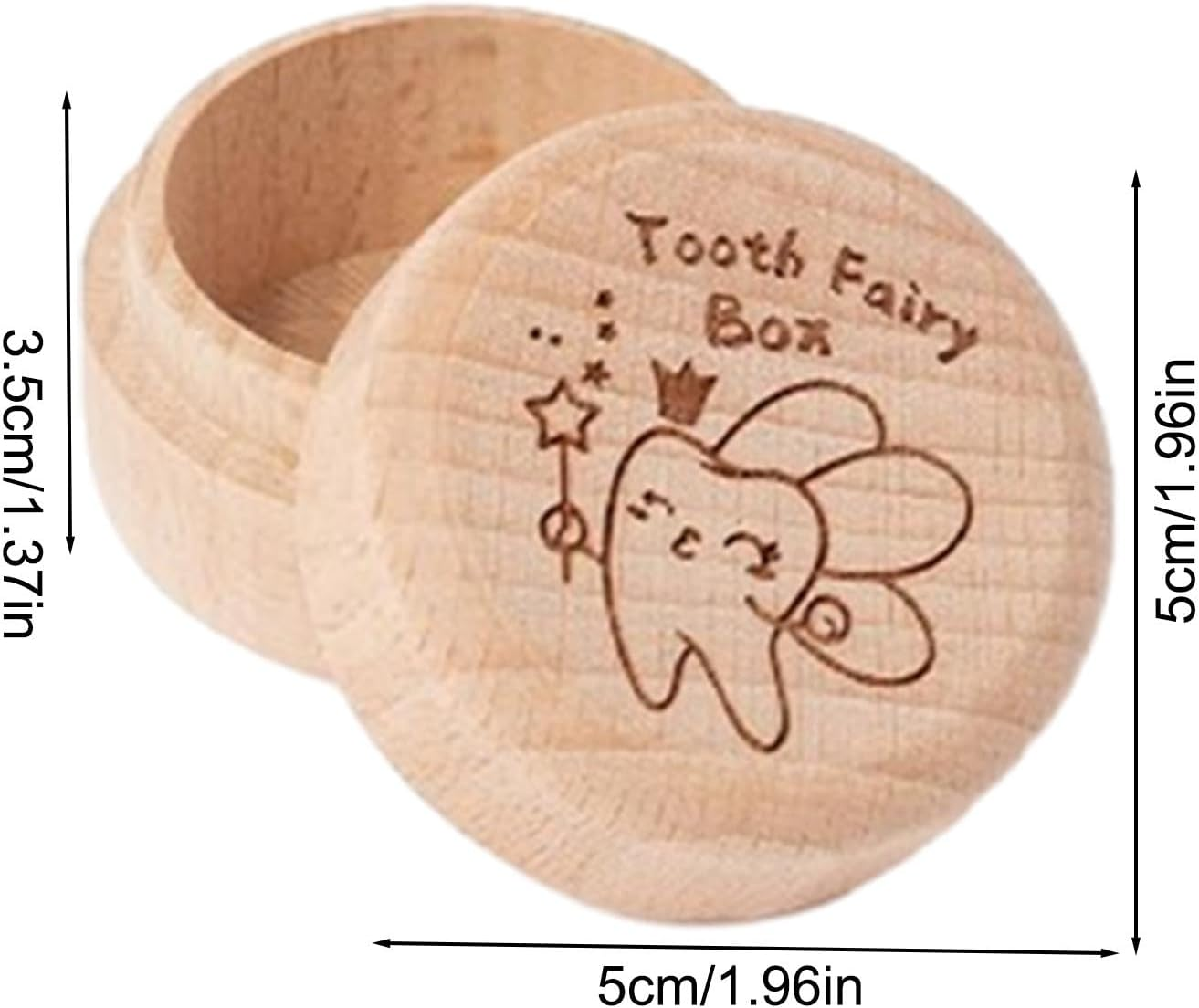 Baby Tooth Box - Cute Carved Wooden Box, Tooth Keepsake Box for Baby Teeth, Carved Box for Lost Teeth, Cute Wooden Tooth Storage Organizer, Baby Tooth Container for Kids | Fairy Gift, Baby
