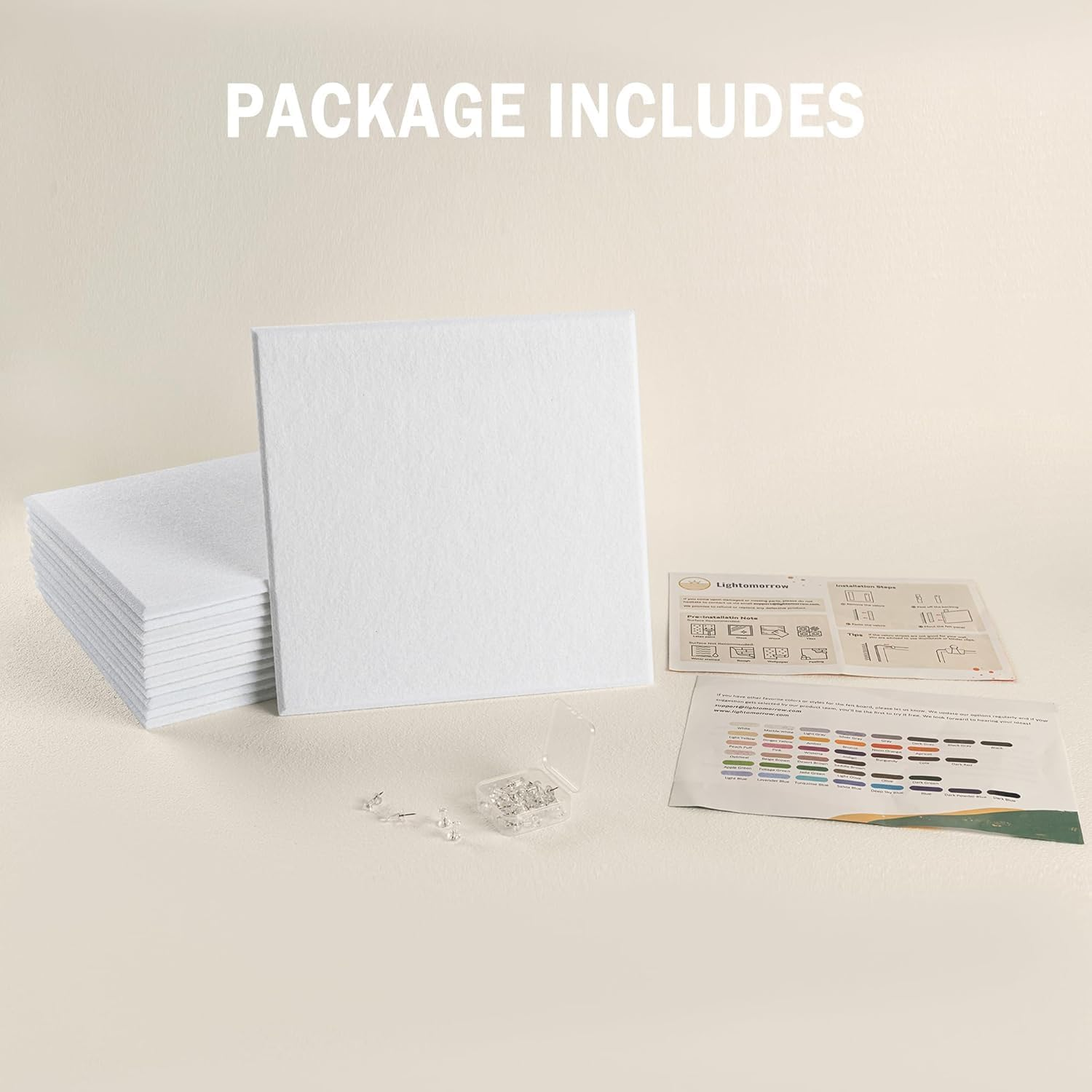 Homodoskey Large Cork Board Alternative - 12 Pack Felt Wall Tiles with Safe Removable Adhesive Tabs, Cork Board for Office Pin Board Tack Board 48 X 36 (White) image number 1