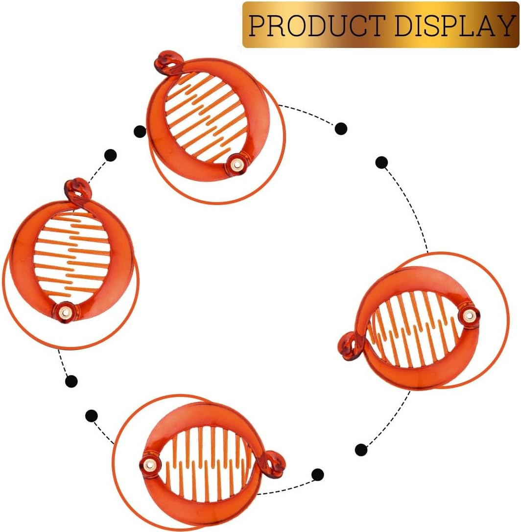 PLABBDPL Pack of 6 French Banana Clips Hair Comb Fishtail Hair Clip Combs and round Banana Clips Flexible Ponytail Holder Clips Hair Styling Accessories for Women Girls (Brown)