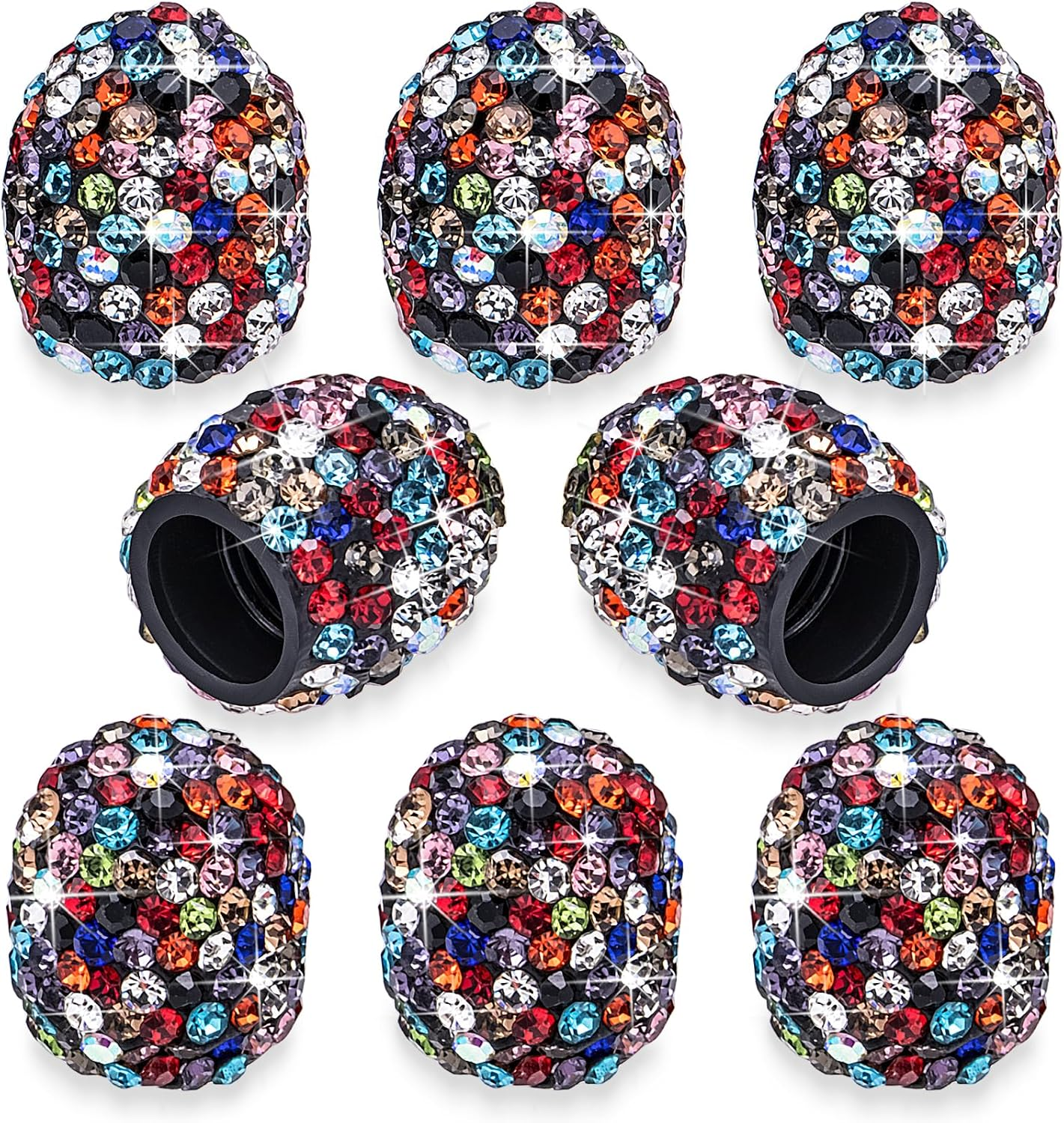 MEAJOO 4PCS Bling Crystal Diamond Tire Stem Valve Caps, Dustproof Car Wheel Tire Valve Caps Universal Tire Valve Stem Covers for Cars, SUV, Trucks, Bikes, Motorcycles, Bicycles (White)