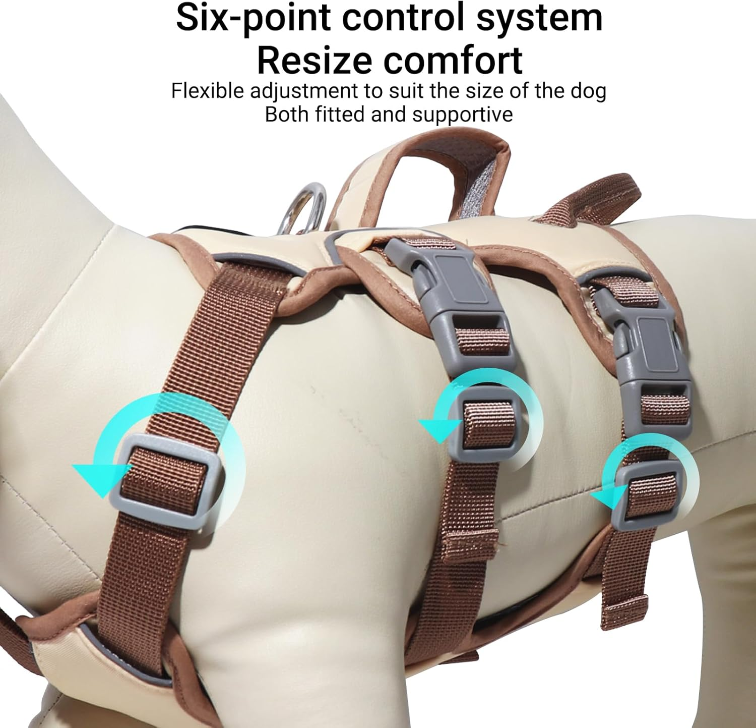 Liebedd Dog Harness for Small, Medium Dogs, Puppies Harness, Anti-Pull Harness, Dog Safety Harness, Escape Proof, Panic Harness for Dogs, Pull Harness, Dog, Beige, M image number 4