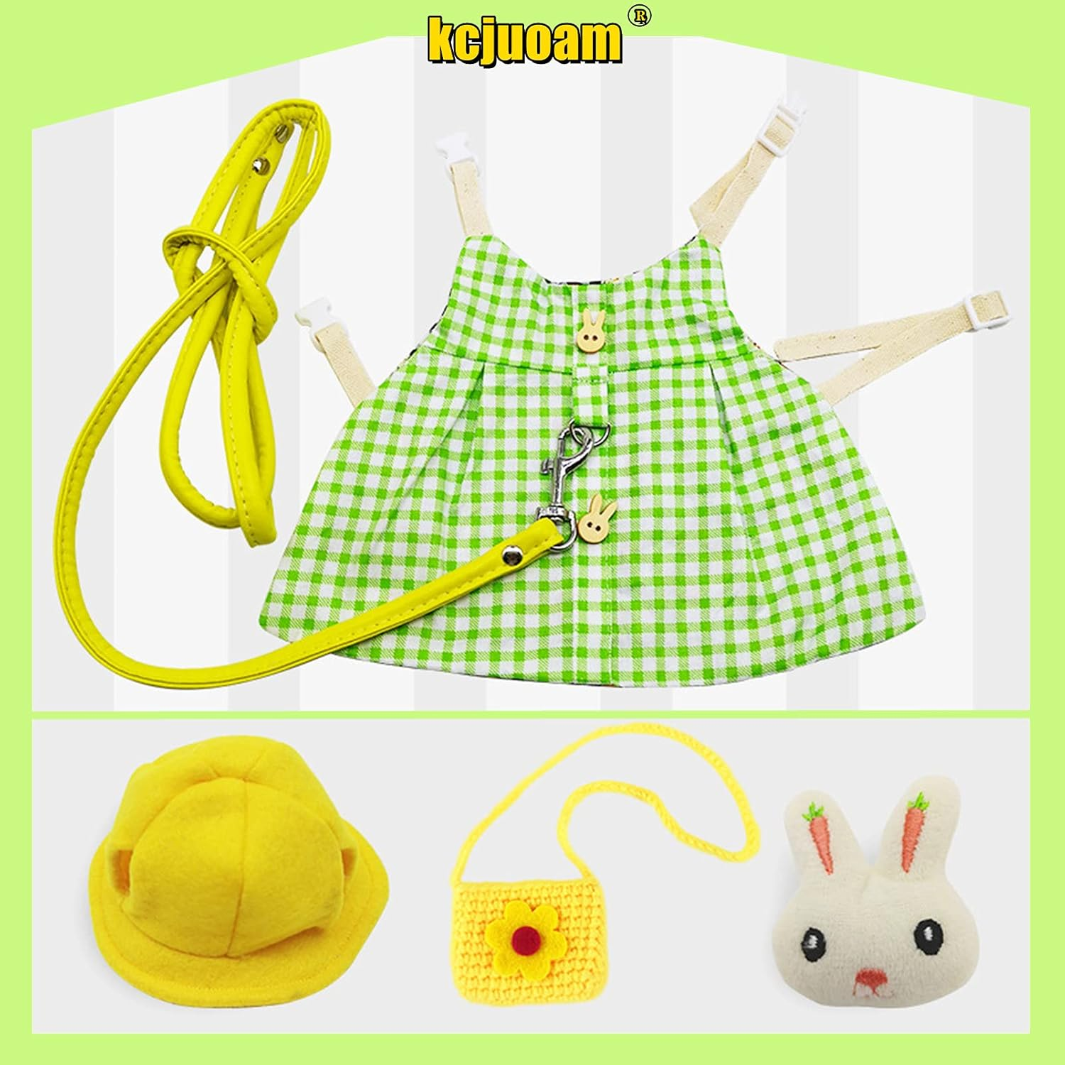 Guinea Pig Clothes,Soft Bunny Ferret Clothes with Pet Rabbit Harness and Leash Mini Hat Bag Cute Brooch for Kitten Small Animal Collars image number 4