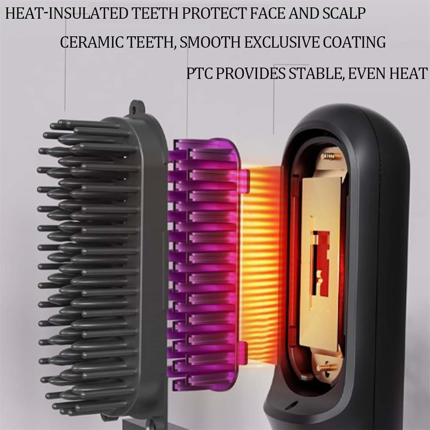 Go Brush Pro,Portable Straightener Brush - Cordless Go Pro Hair (White) - White image number 3