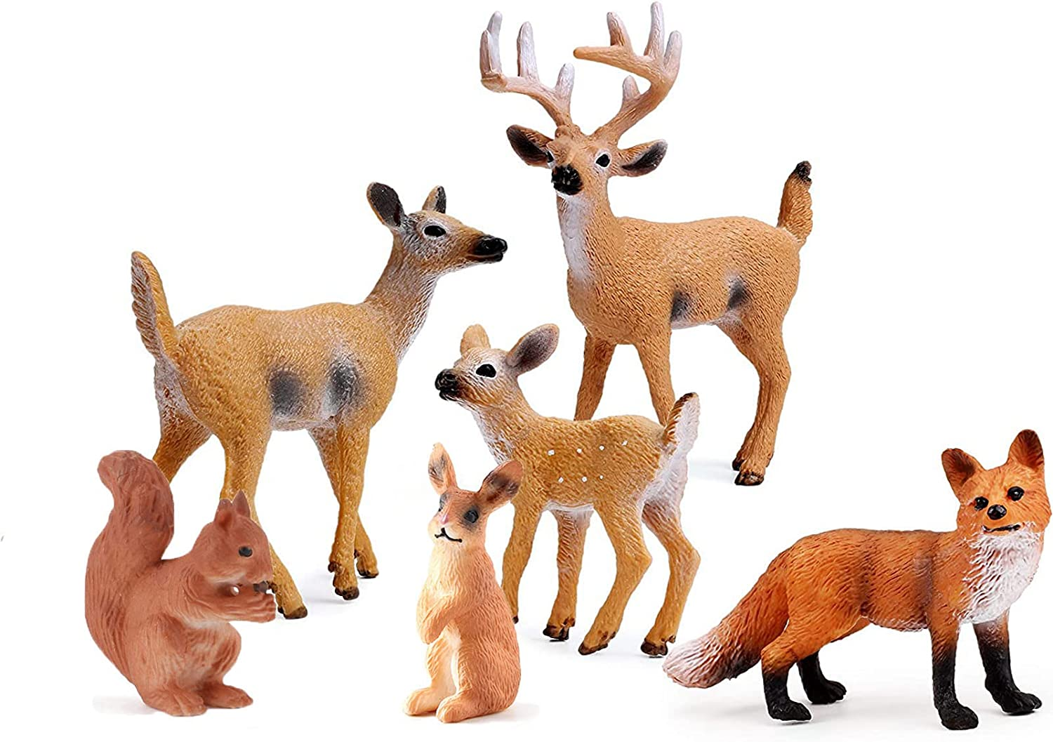 Deer Set Forest Animal Figures Woodland Creatures Figurines Miniature Toys for Boys and Girls Animal Cake Toppers image number 6