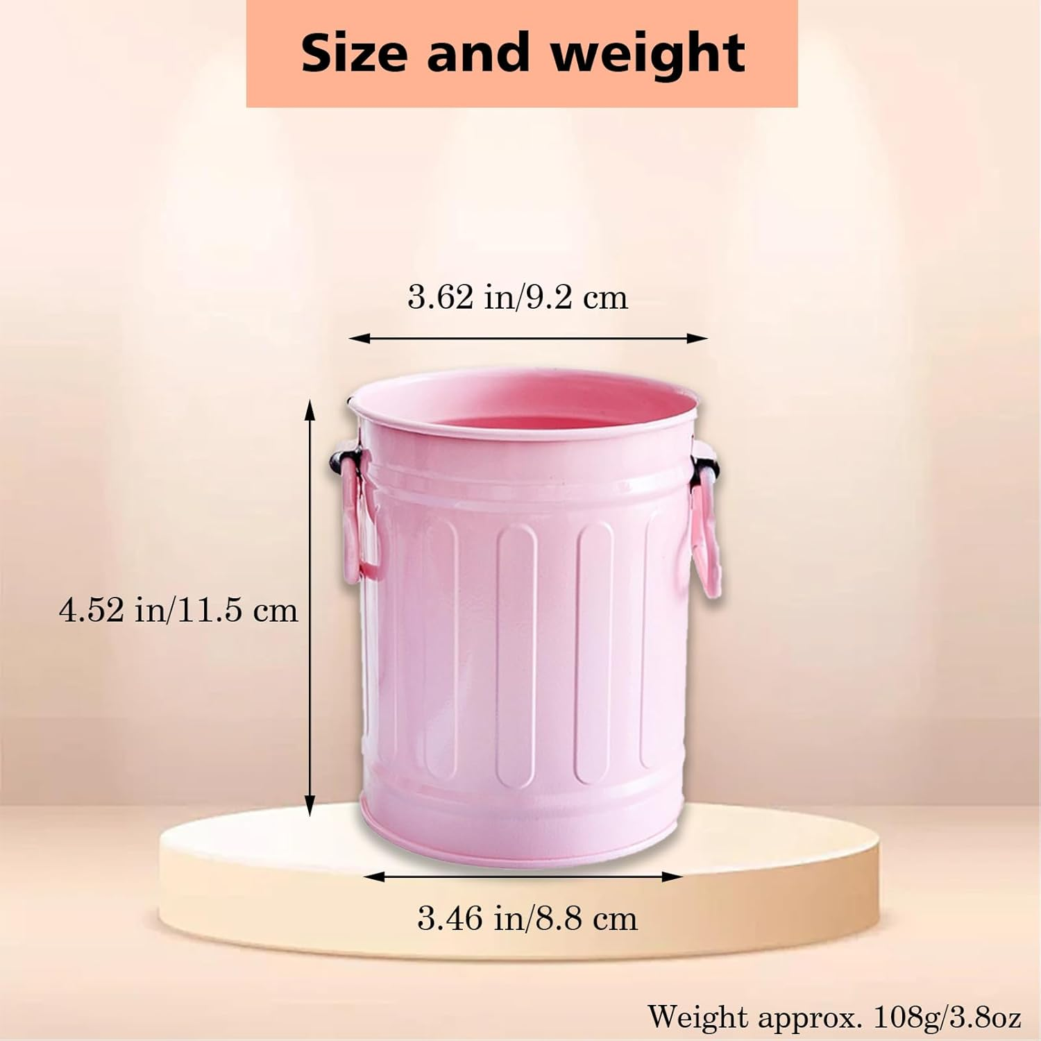 Fkereg Pencil Holder for Desk, Metal Barrel Pen Cup Holder for Desk with Handles, Cute Makeup Brushes Holder, Marker Holder Organizer Storage for Office Classroom Desktop Home (Pink) image number 1