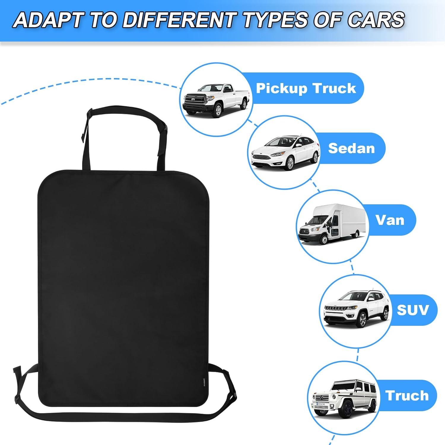 2 Pack Heavy Duty Kick Mats Back Seat Protectors for Kids,X-Large Durable Car Back Seat Cover,Waterproof Sag Proof Kick Mats Back Seat Protector for Vehicles Protect from Dirt,Mud&Scratches, X-Large - Black image number 3