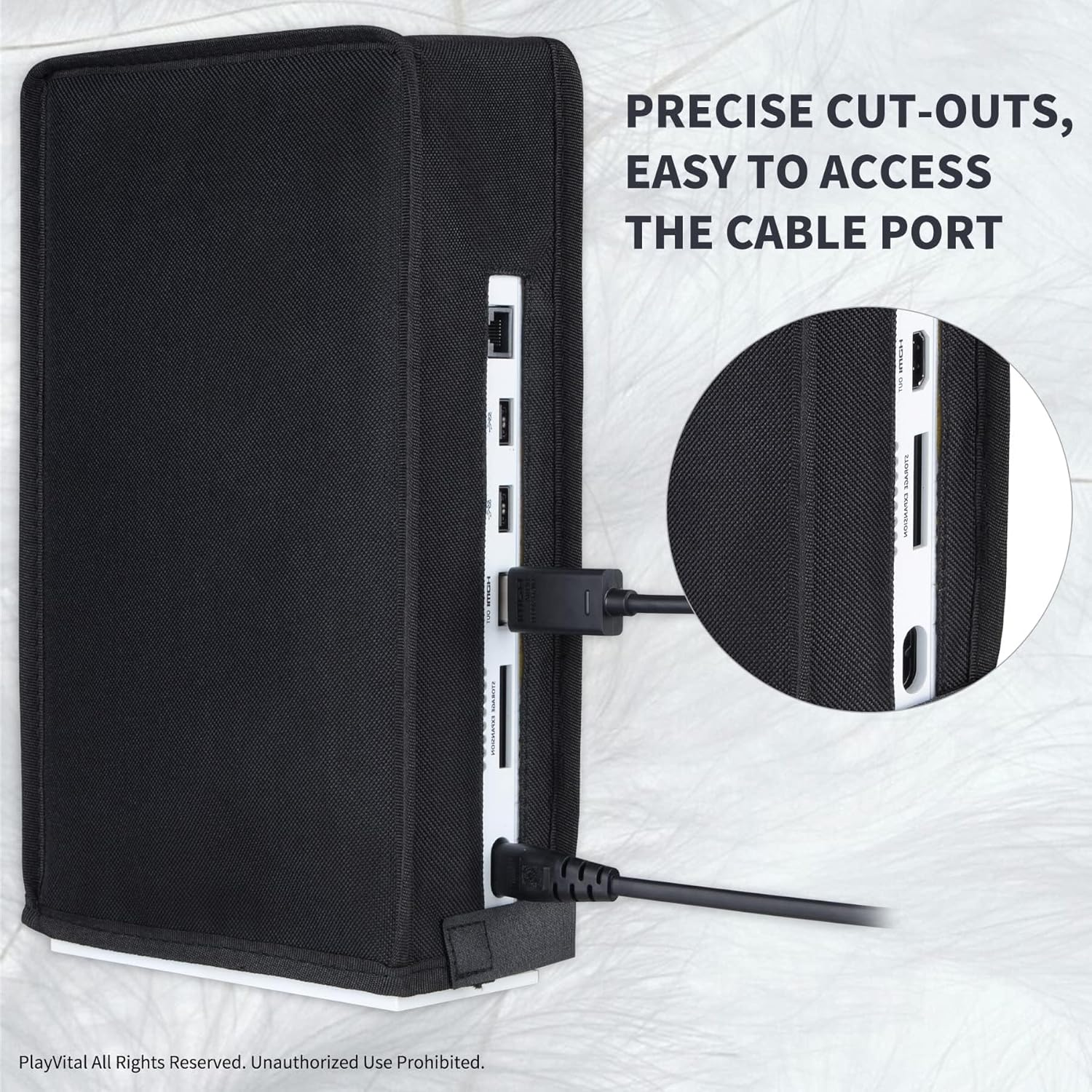 Playvital Black Nylon Vertical Dust Cover for Xbox Series S Console, Soft Neat Lining Dust Guard, anti Scratch Waterproof Cover Sleeve for Xbox Series S Console image number 2