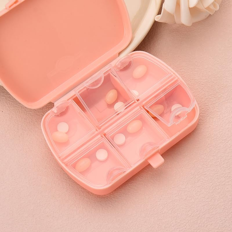 Travel Pill Organizer Day Pill Box Small Pill Case, Daily Pill Container 3 Times a Day Medicine Pill Organizer, Portable Day Pill Fish Oil Container, Pink and Blue image number 5