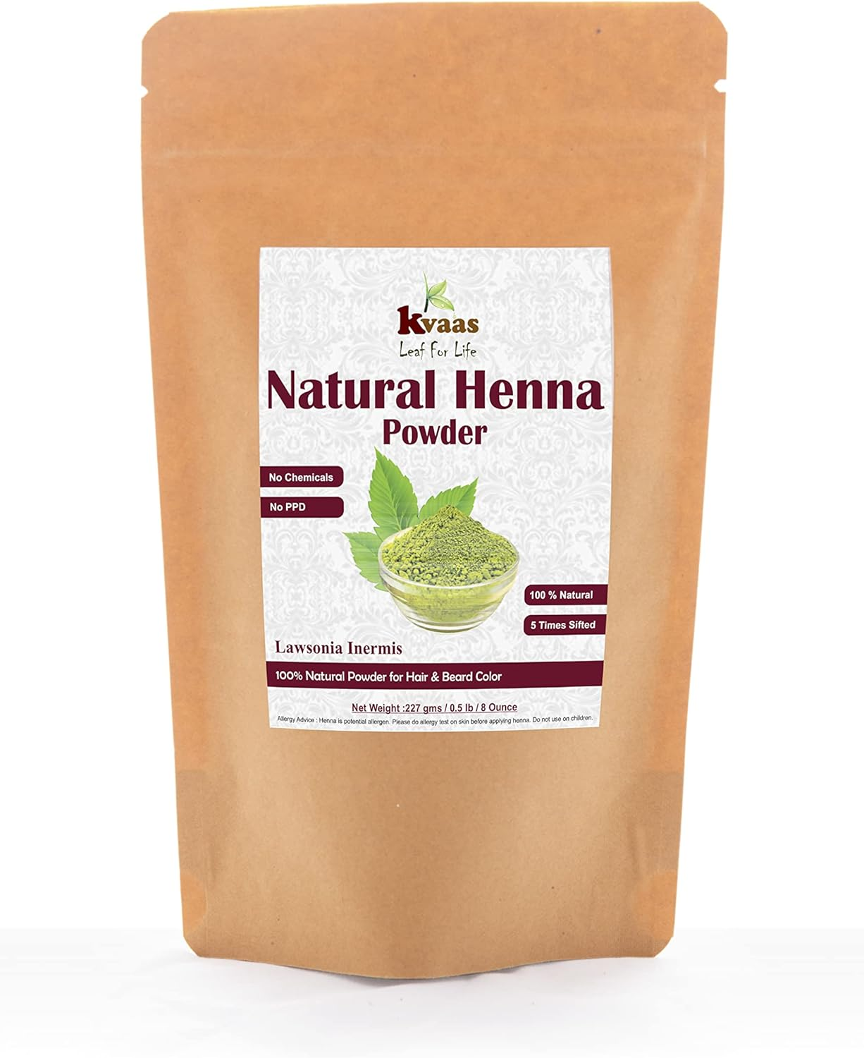 Natural Henna Powder | 8 Oz (227 G) | Lawsonia Inermis | Natural & Pure Powder for Hair Color by KVAAS image number 6