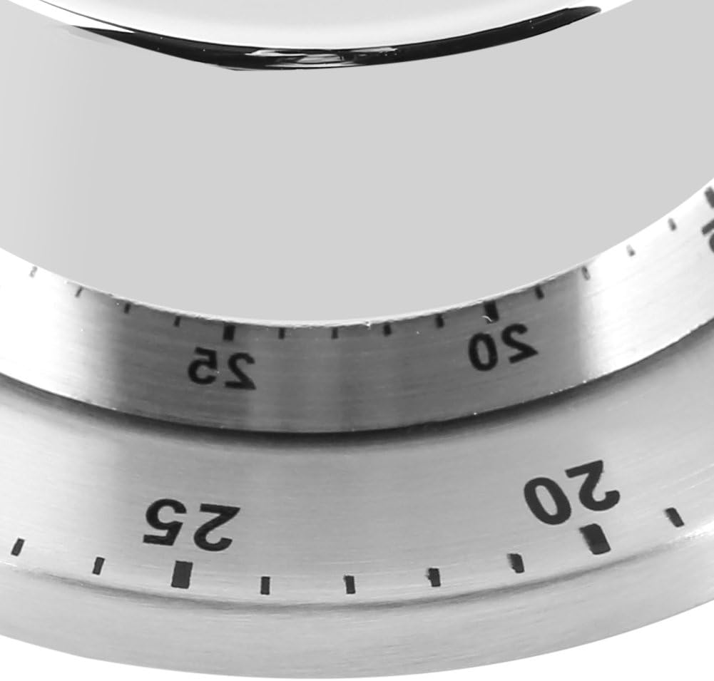 Mechanical Kitchen Timer 60 Minute Timing with Magnet Backing Loud Alarm Stainless Steel Body Mechanical Timer Home Cooking Baking Timer Silver(Silver) image number 1