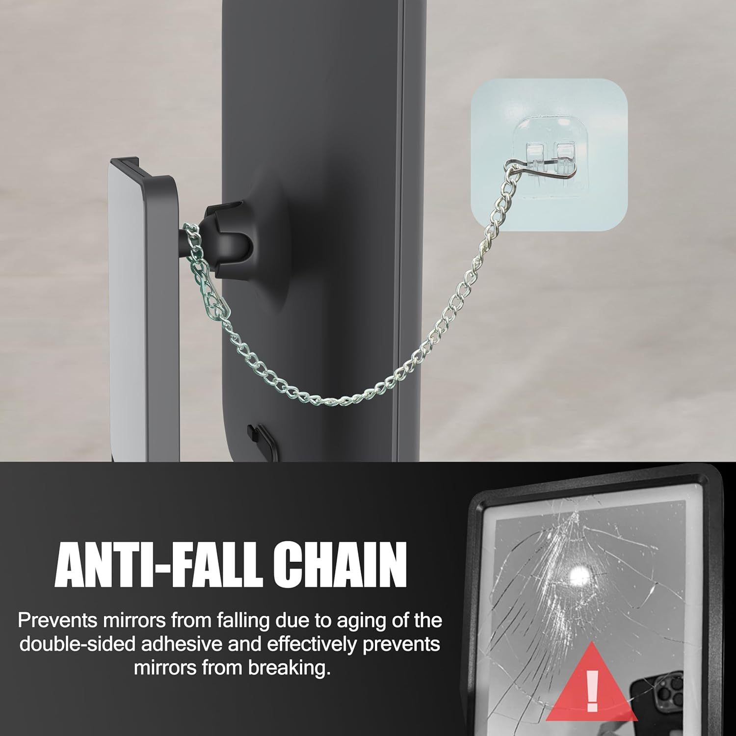 Bgick Lighted Anti-Fog Shower Mirror for Shaving - 3 Color Modes Dimming Fogless with Light, 360&deg;Rotation, Rechargeable Shower Mirror with Storage Tray & Razor Holders & Shaving Brush Holders (Grey) image number 2