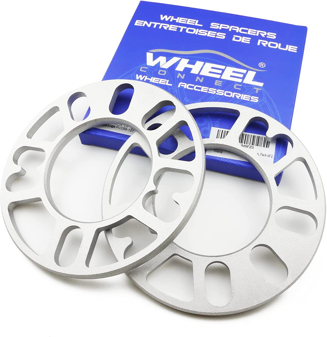 WHEEL CONNECT Universal Wheel Spacer,3Mm Thickness(1/8Inch),Fit Bolt Pattern 4X98, 4X100, 4X108, 4X114.3, 5X100, 5X105,5X108, 5X110, 5X112, 5X114.3,5X120, 5X127, Cast Aluminum, Pack of 2. image number 1