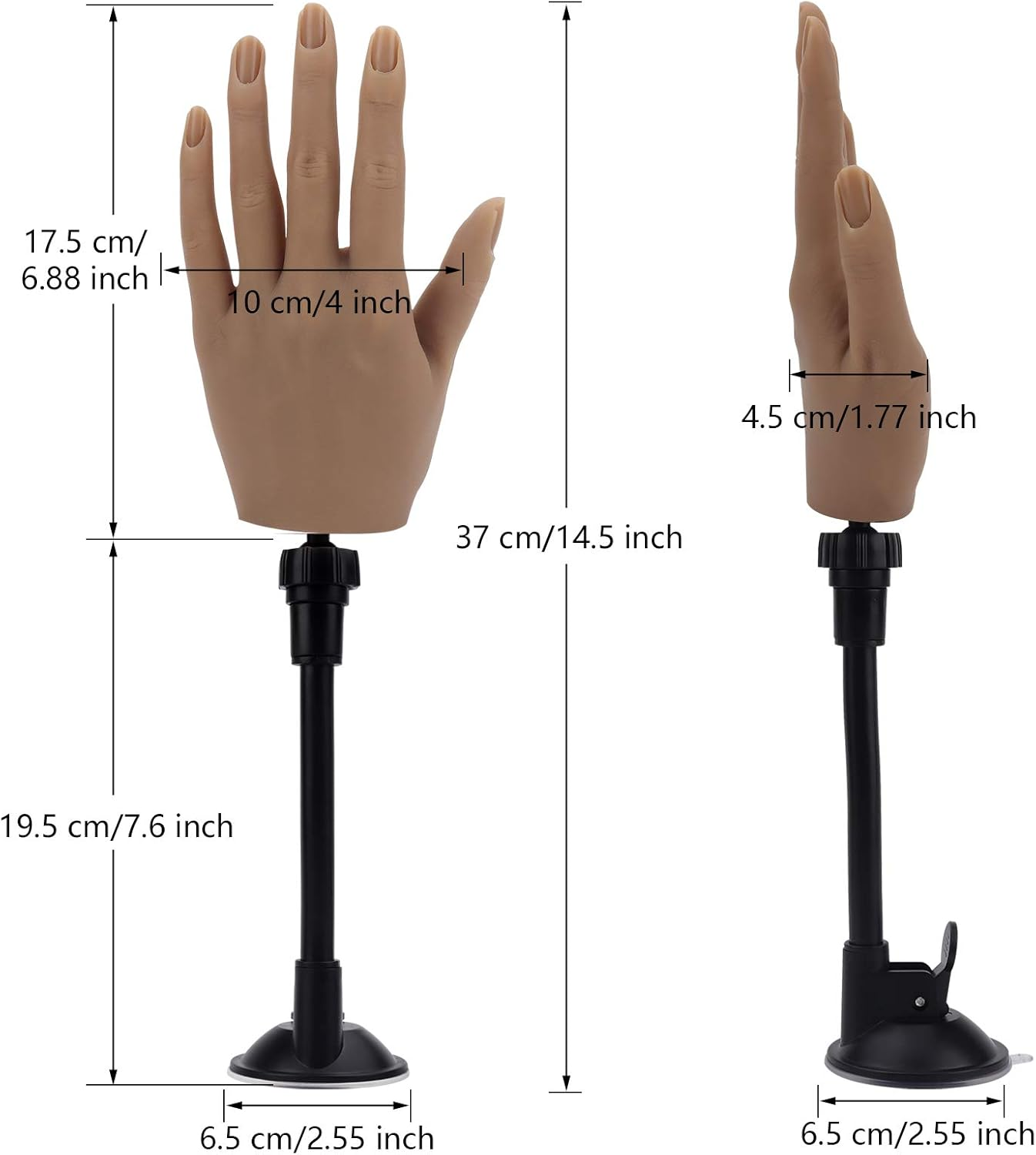 Silicone Practice Hand for Acrylic Nails with Bracket,Realistic Nail Practice Hand Stand, Flexible Bendable Nail Training Mannequin Hand for Nails Practice Nail Art Tools (Left Hand) image number 4