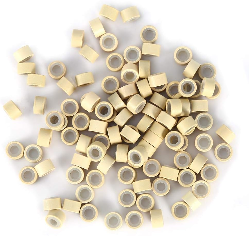 EVGATSAUTO 500PCS Hair Extension Rings, 5 Colors Aluminum Silicone Lined Loops with Soft Comfortable Undetectable Hold for Human Hair (Blonde) image number 3