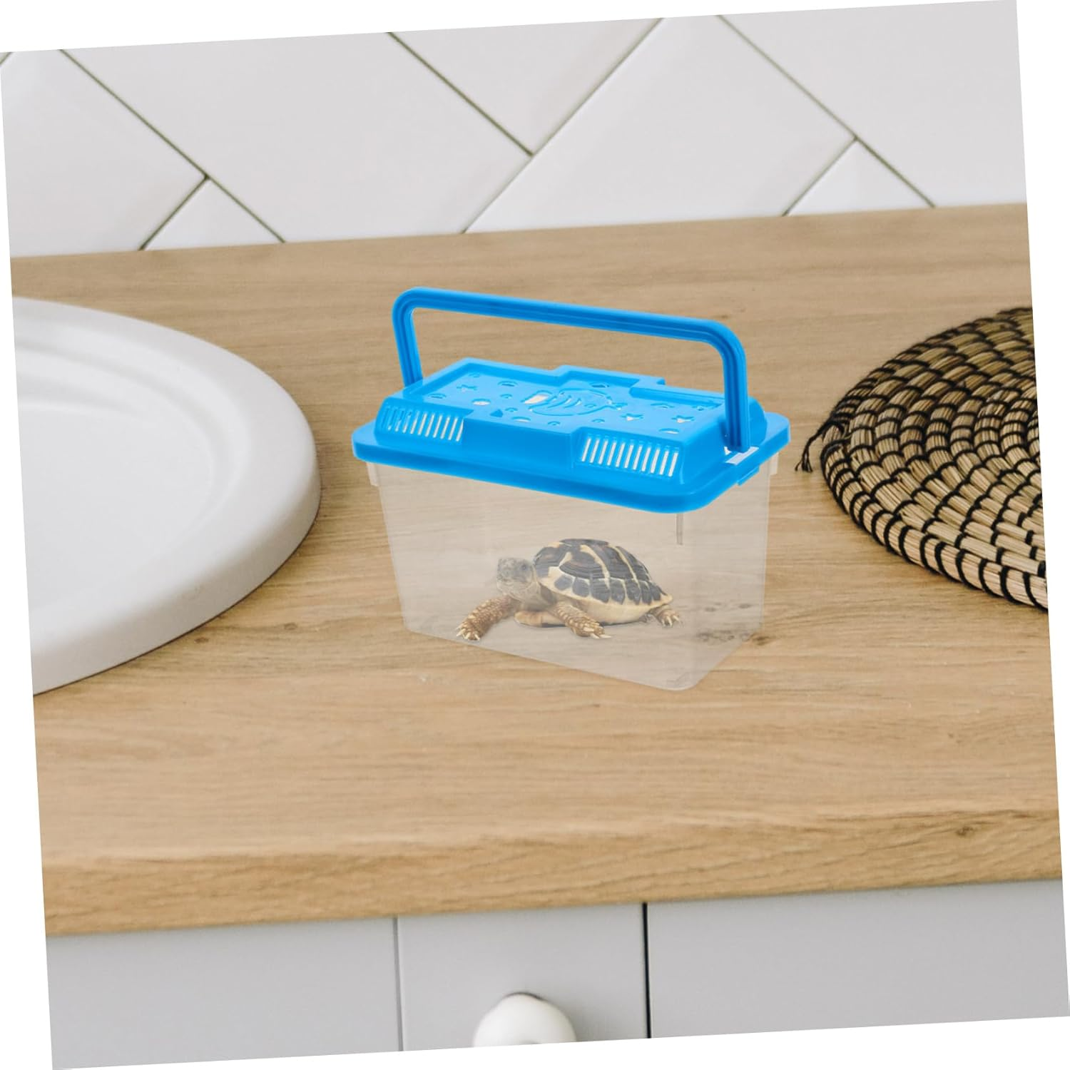 Levemolo Small Fish Tank Box Portable Design for Aquatic Pets Turtles Reptiles Home Decor image number 6