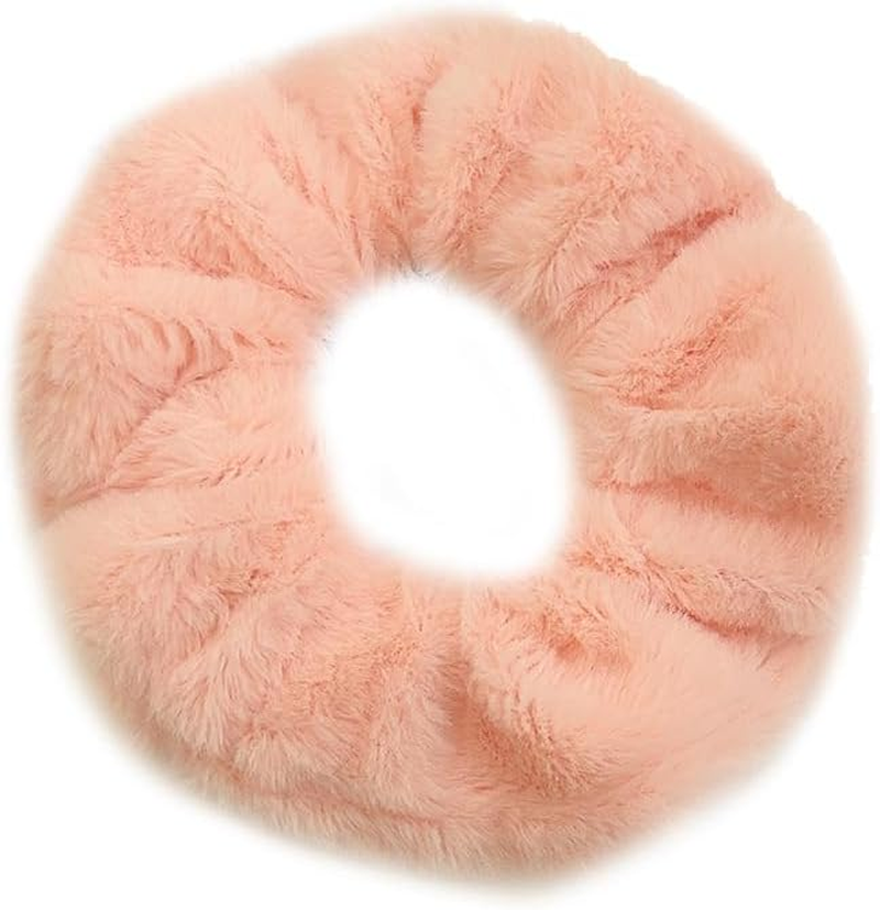 Pack of 12 Scrunchies Hair Bobbles Fluffy Elastic Plush Hair Bands Hair Accessories Faux Fur Hairband Ponytail Hair Accessories for Women Girls - Black