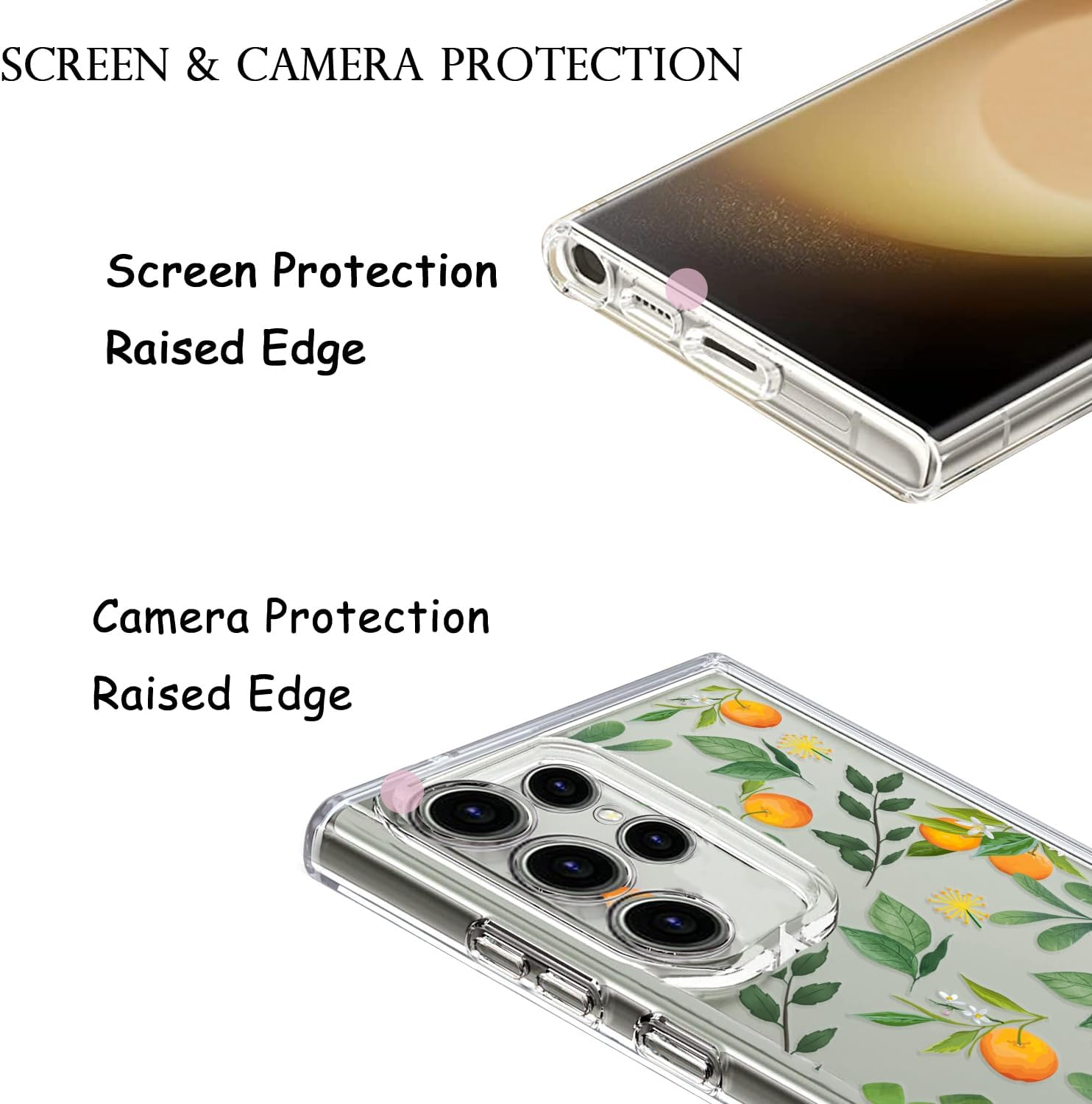 Unov Compatible with Galaxy S25 Ultra Case Clear with Design Soft TPU Shock Absorption Slim Embossed Pattern Protective Back Cover 6.7 Inch (Citrus Flavors) - Citrus Flavors image number 4