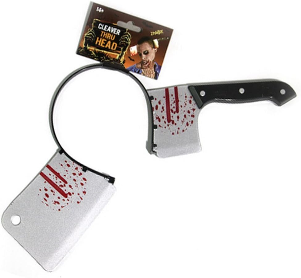 Sweenaly Knife Headband Bloody Cleaver Headband Bloody Horror Props Funny Accessory Halloween Cosplay（Kitchen Knife） image number 1