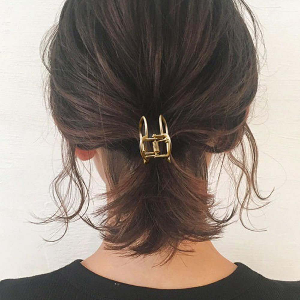 2PCS Small Metal Hair Claw Clips, Mini Gold Hair Clips for Women Thick Thin Hair, Non-Slip Jaw Clamp Clips for Women Girls Hair Accessories image number 3