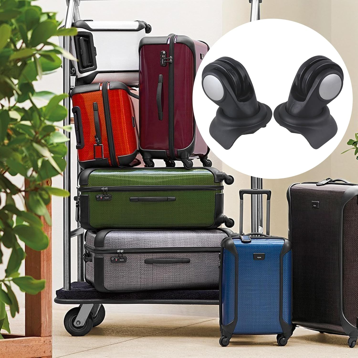 Bstinay W003 2PCS Swivel Suitcase Caster Luggage Replacement Wheels Left Right W/Blotting Sheet image number 4