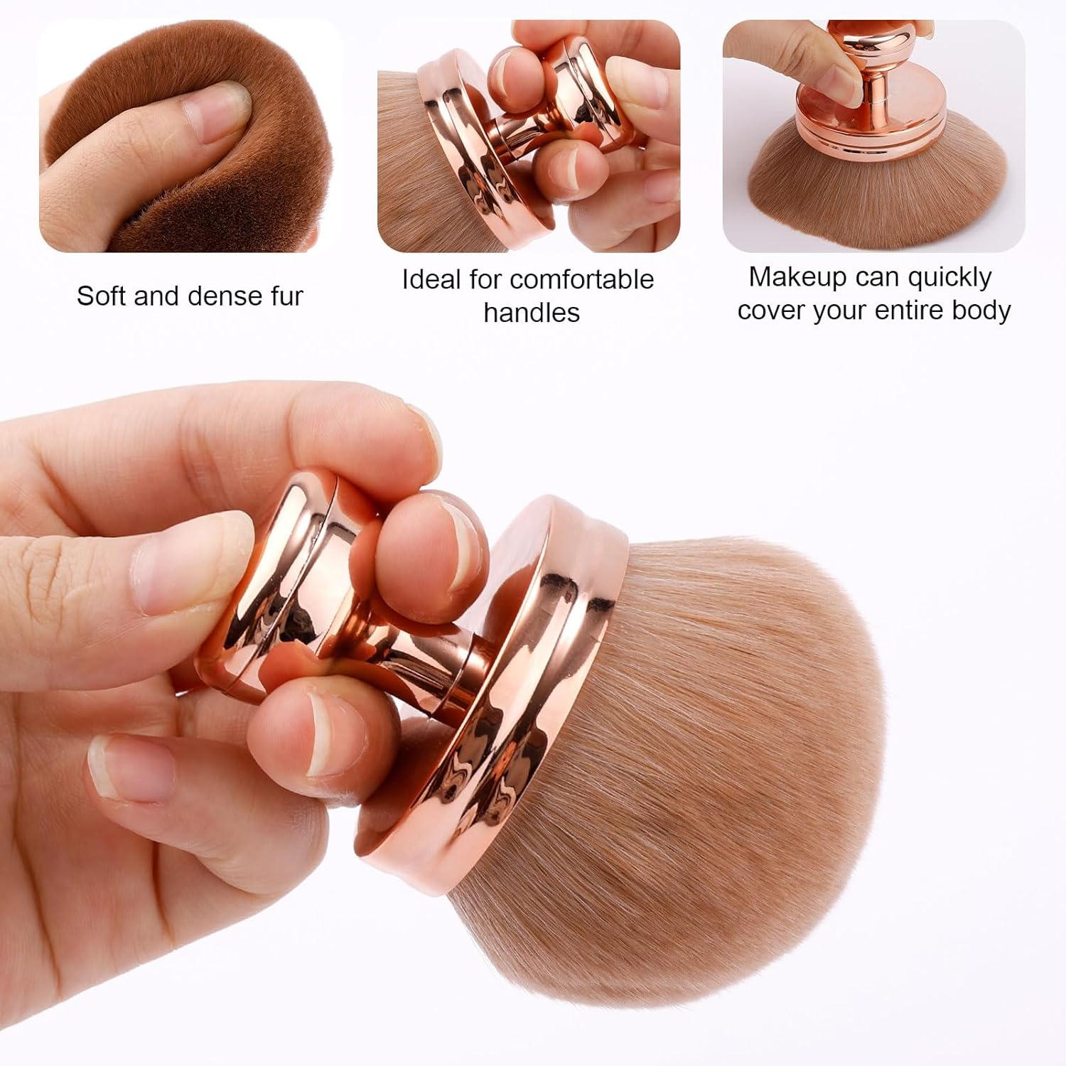 2Pcs Extra Large Self Tanning Brush, Self Tanner Applicator Foundation Makeup Brushes Spray Tan Blending Brush Oval Body Brush Makeup for Blusher Legs Arms Face Body (Rose Gold) image number 2