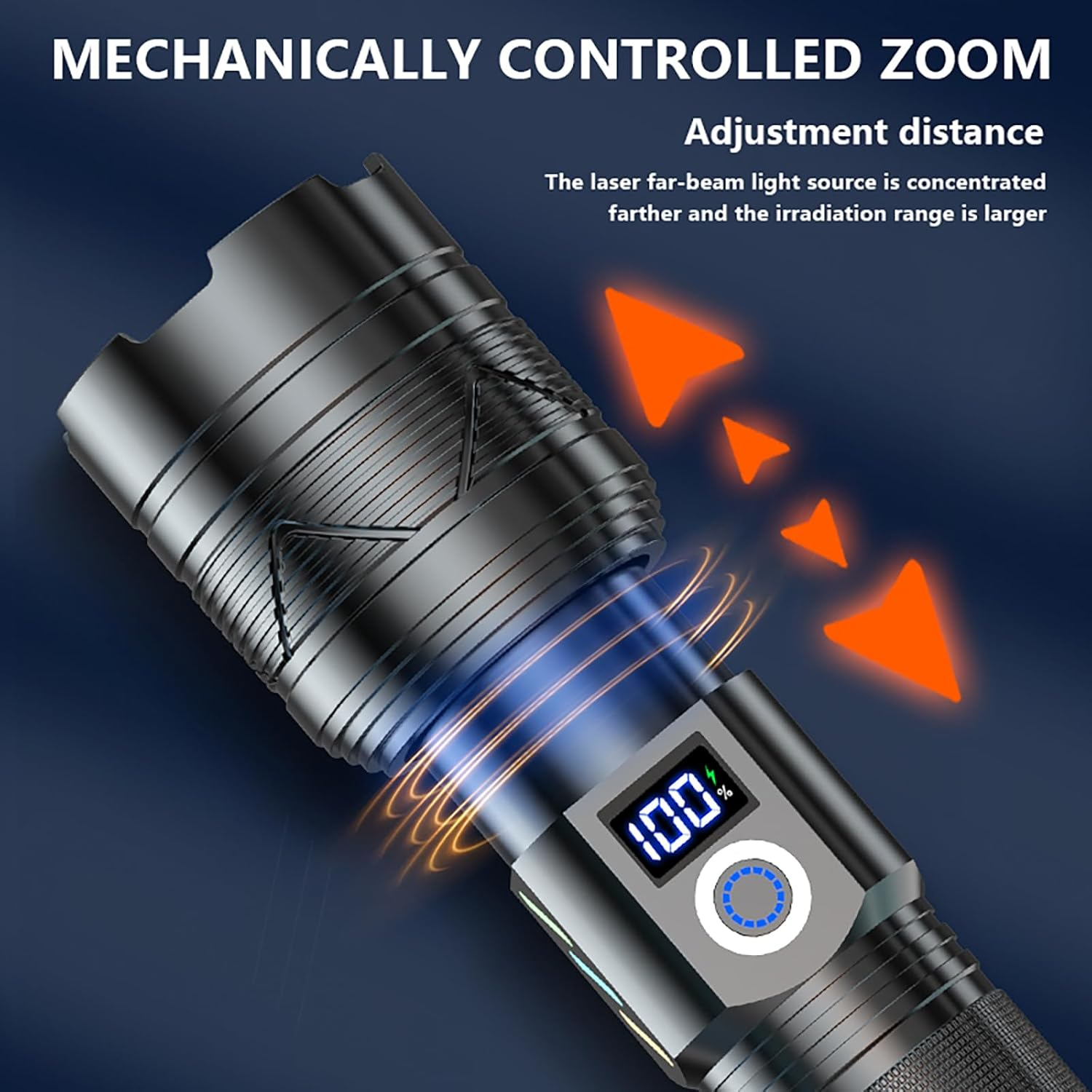 Torch, Tesansi Flashlight LED Torch Fast Charging 18000 Lumen Handheld Torch, Long Range 5000Ft, 5 Lighting Modes IPX7 Waterproof Torches Zoomable Long Shot Flash Light for Emergency Security Camping image number 5