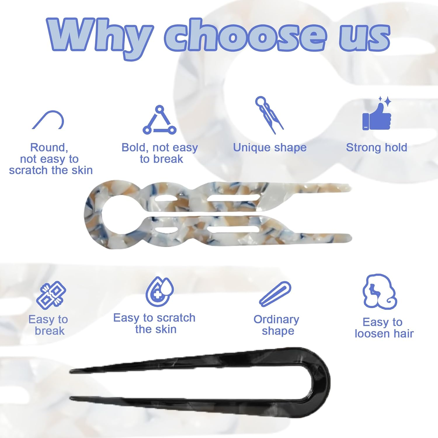 Tzylomirx 3 Pcs Lialys Hairpin - Prestige Hair Pin, U Shaped Lialysoff Hair Pins, French Hair Pin for Thick Hair, Hair Accessories - A-2 image number 4