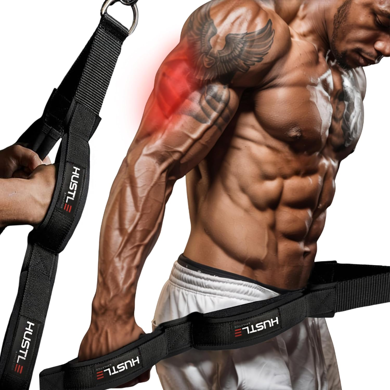 Hustle Athletics Tricep Rope Cable Attachments for Gym Use - Perfect Gym Equipment for Home/Gym Accessories - Multi Workout Rope Cable Machine Attachment -Best Gym Rope Grip with 4 Anti-Slip Handles image number 5