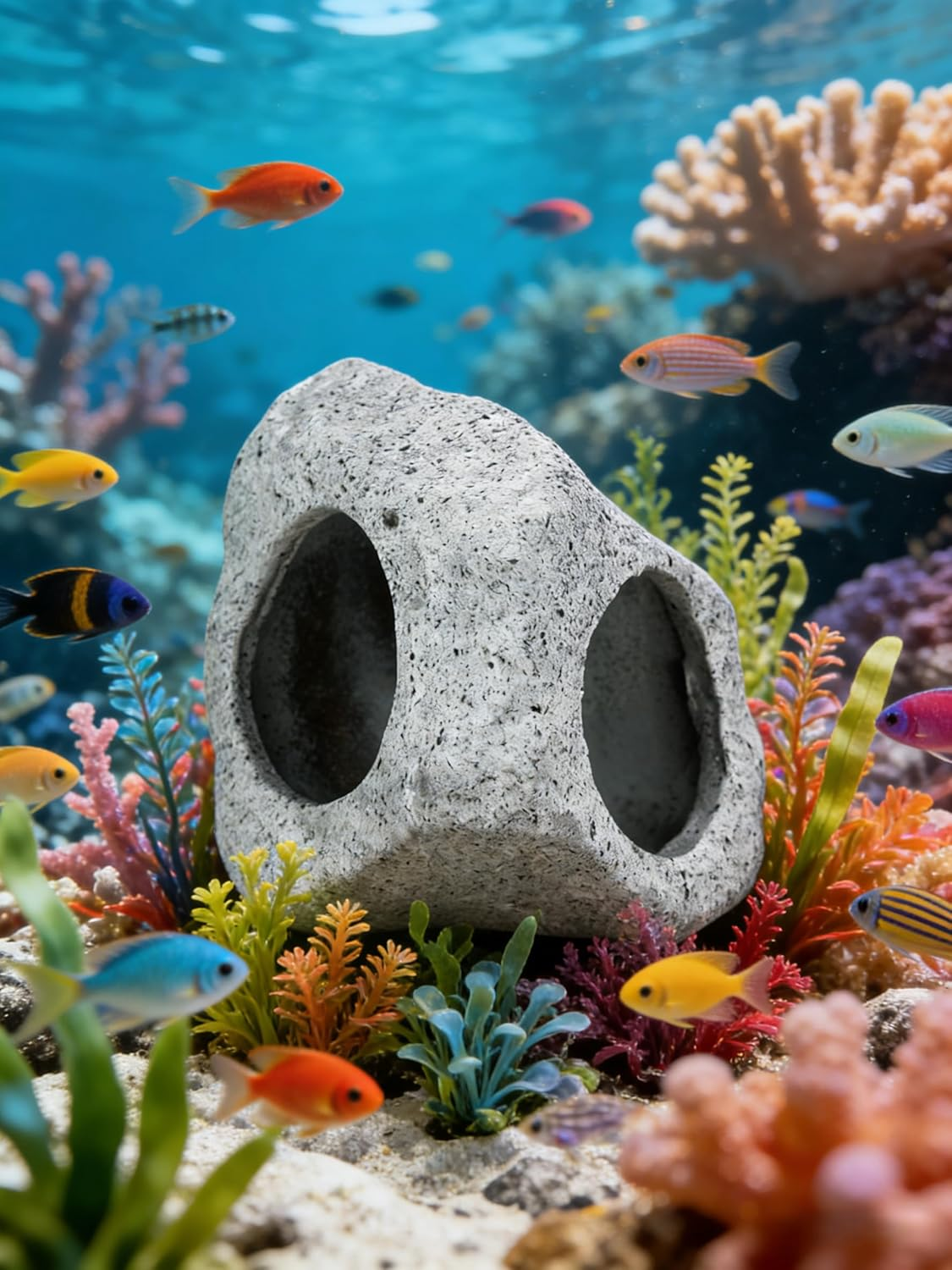 Qhflashbuy Aquarium Cave Rocks,Fish Tank Decoration Accessories Hideaway Rocks for Aquatic Pets to Breed Play and Rest,Decor Stone for Aquascape for Shrimp Cichlid Betta Fish image number 1