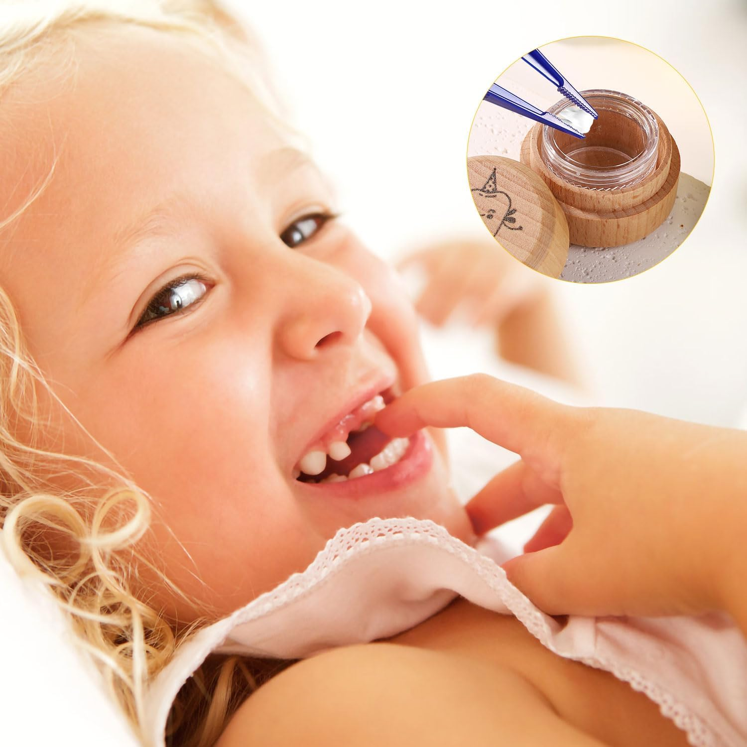 Gosknor Tooth Storage Box, Wooden Tooth Box with Transparent Plastic Box Cute Baby Tooth Box Tooth Holder Box for Lost Teeth Tooth Keepsake Box for Boys Girls Gift image number 5