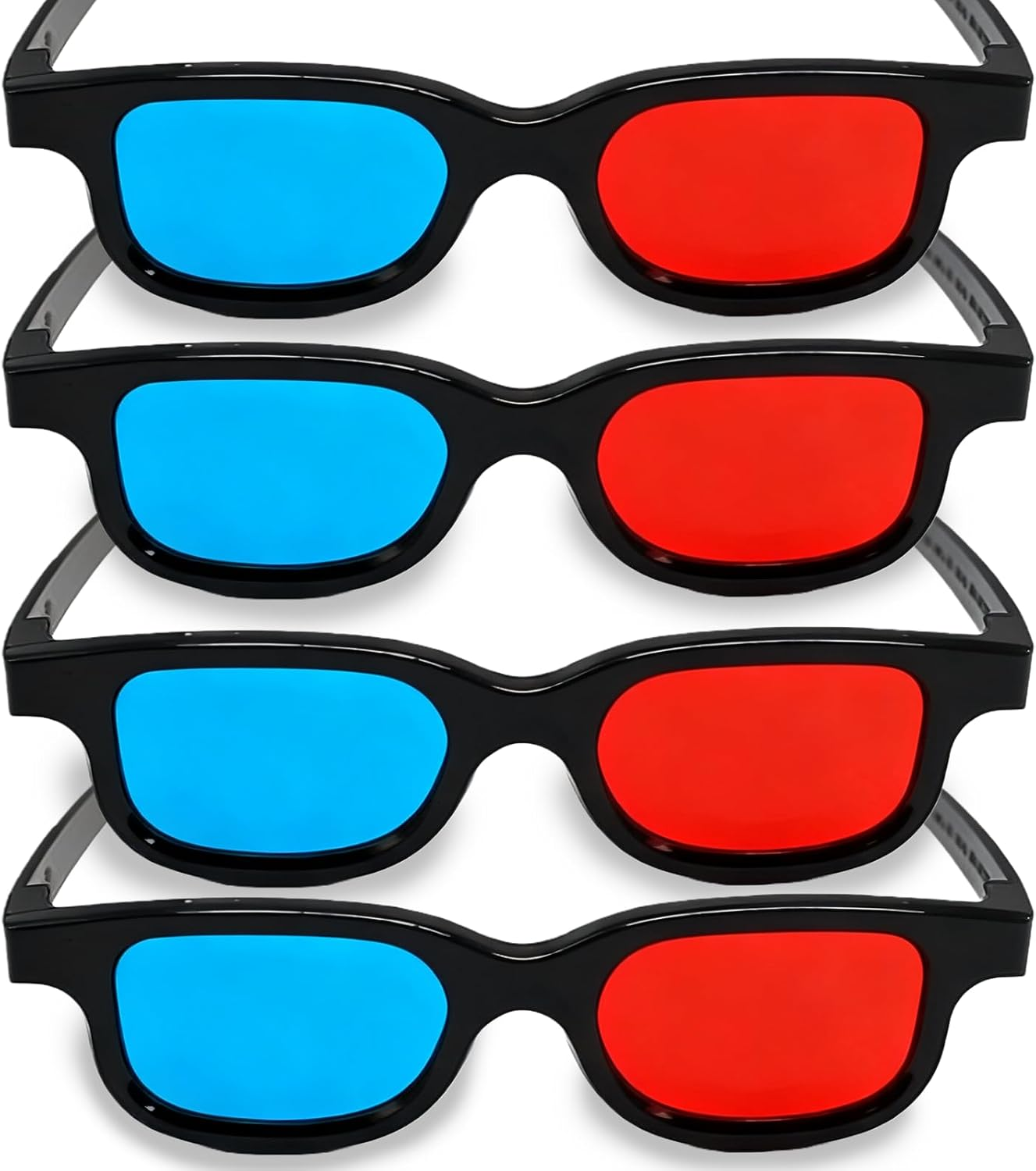 4 PCS 3D Glasses, Dimensional 3D Vision Glasses Red & Blue for TV, Movie, Game Viewing