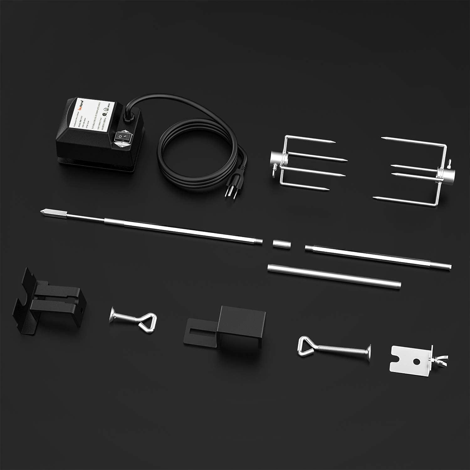 Onlyfire BRK-6066 BBQ Rotisserie Kit Stanless Steel Roast Spit Set for Kamado Joe Classic | Large Xlarge BGE | Pit Boss K22 | Louisiana K22 | Primo & Other 21.5"-23", 28"-29.5" Ceramic Grill