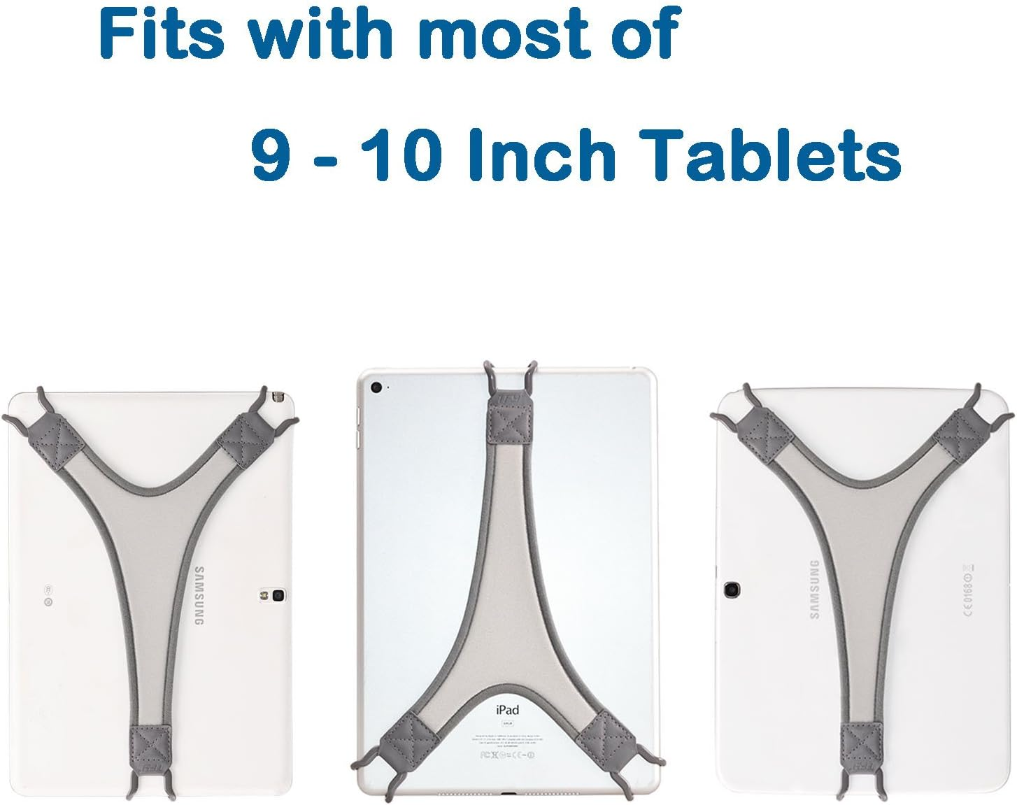 TFY Security Hand Strap Holder Finger Grip for Tablets -Compatible with Ipad Air/Ipad Pro 9.7Inch / Samsung Galaxy Tab 10.1Inch / Tab 4 10.1Inch / Tab Pro 10.1Inch / Tab S 10.5 (Grey) - Grey image number 4
