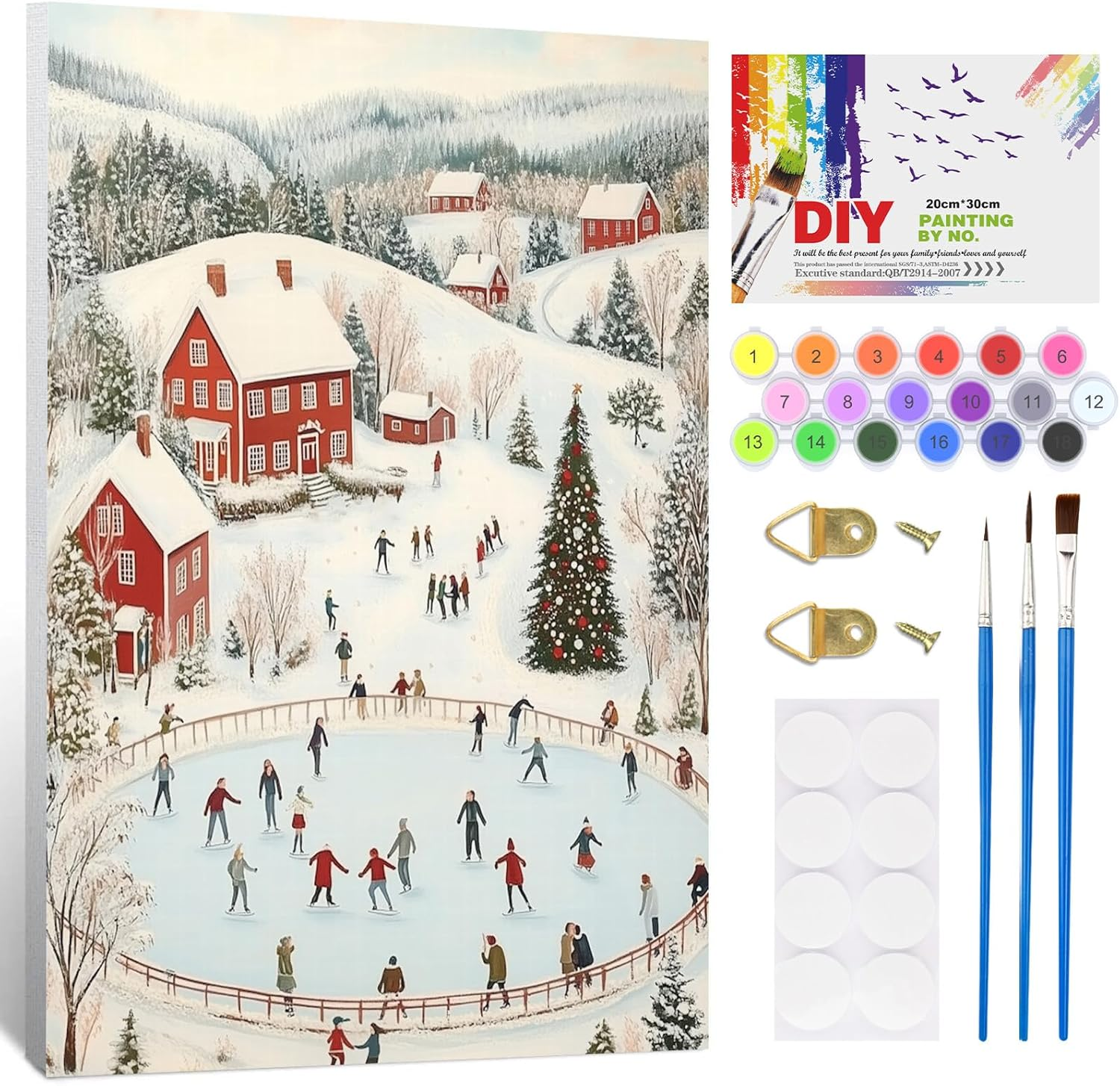 NAIMOER 4 Pack Framed Paint by Numbers Christmas for Adults Kids, DIY Painting by Numbers Gnome Snowman for Happy New Year, Art on Canvas Gifts Home Wall Decor 8X8In