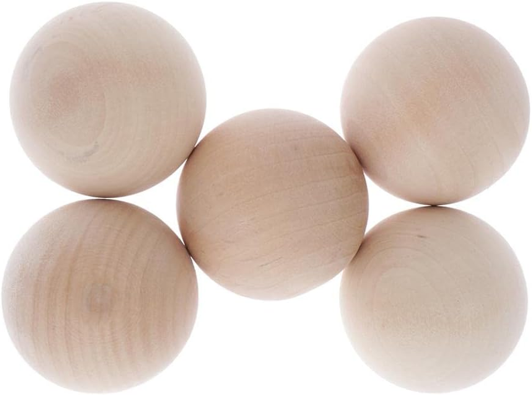 5 Pieces Natural Wood Beads - Beechwood and Hardwood Balls, Solid 60Mm image number 3