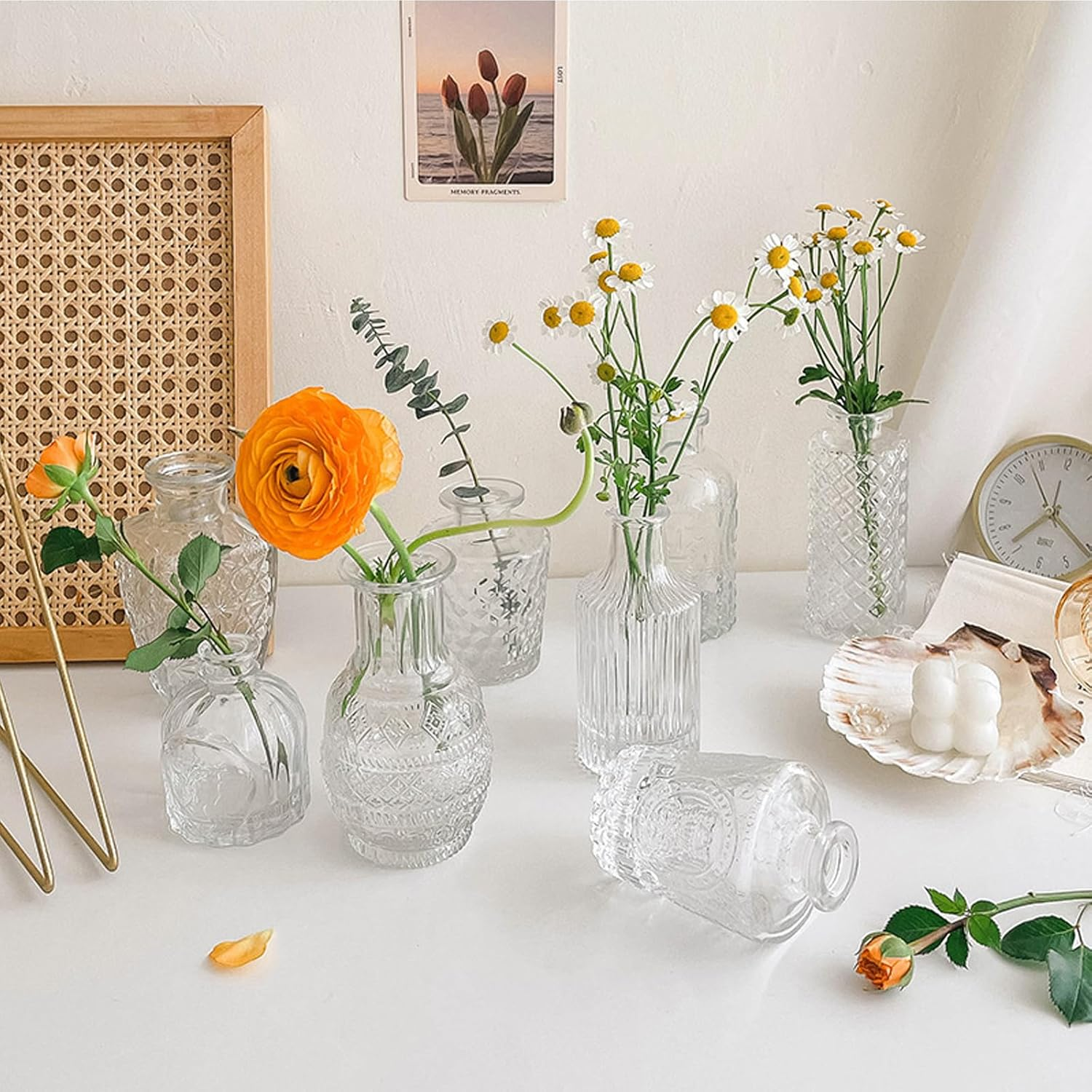 Set of 24 Glass Bud Vases, Small Vases for Flowers, Clear Centerpieces for Rustic Wedding, Room Office Table Decor image number 5