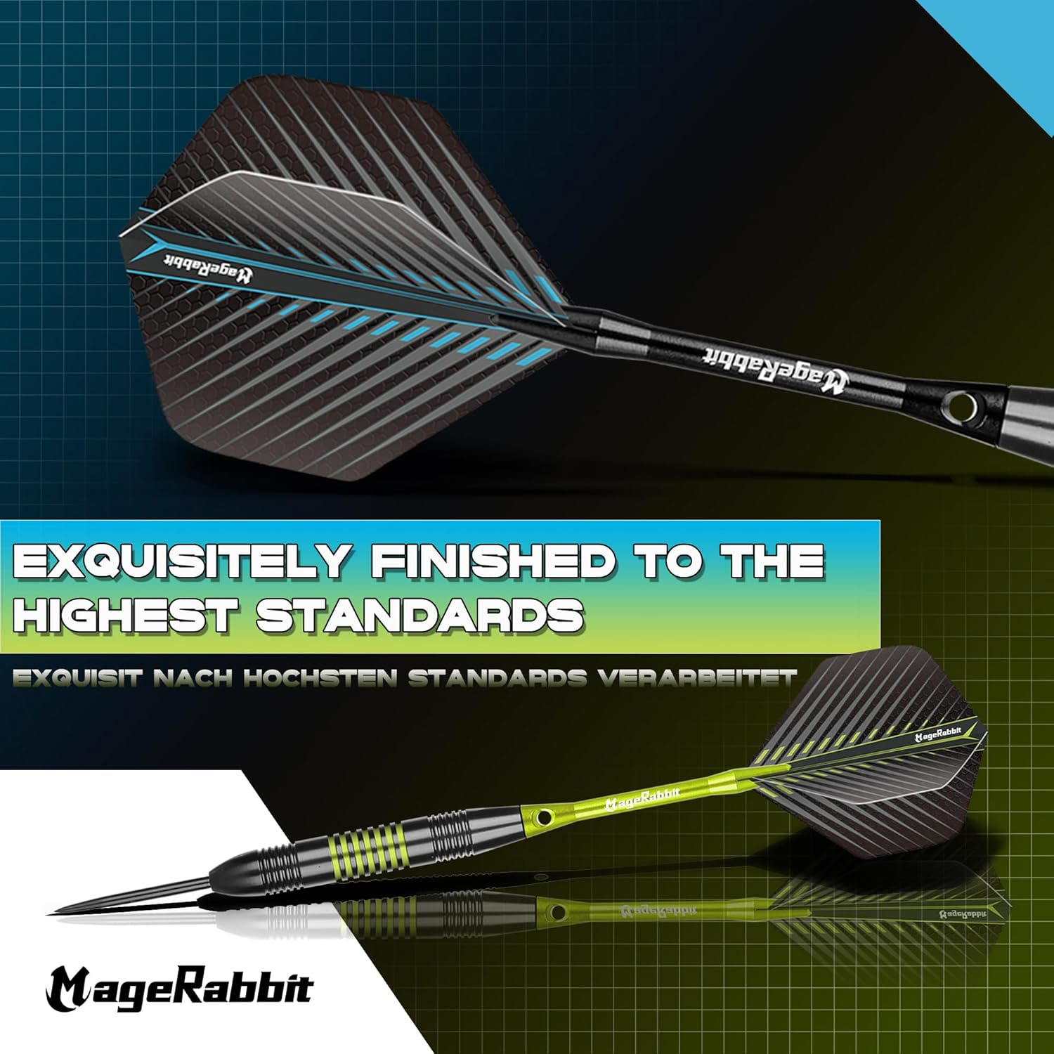 Magerabbit Steel Tip Darts Set 12Pcs,Darts Metal Tip Set with Extra Dart Flights, Shafts & Case | Durable Design for Home, Pubs, Leagues image number 1