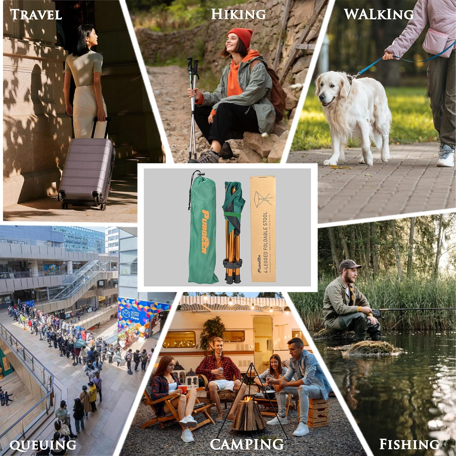 Portable Stool Backpacking Chair Folding Stool Ultra Lightweight Aluminum Collapsible Stool for Hunting Camping Fishing Shooting Hiking Small Portable Chair Camping Stool image number 2