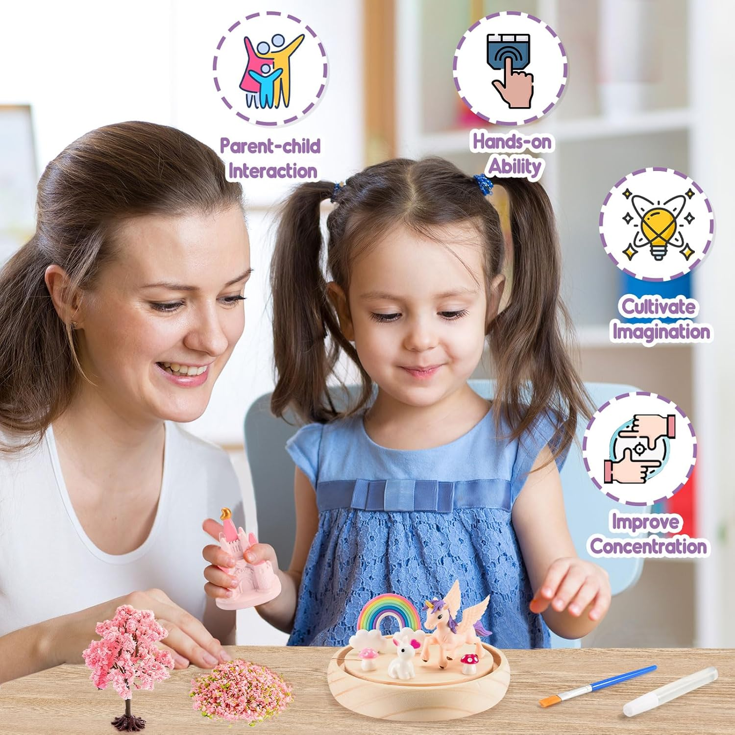 Girls Gifts Age 3-8, Vingtank Unicorn Toys for Girls Kids Night Light Toys for 3 4 5 6 7 8 Year Old Girl Birthday Gift Unicorn Craft Kits for Room Decor Desk or Shelf Christmas Display image number 4