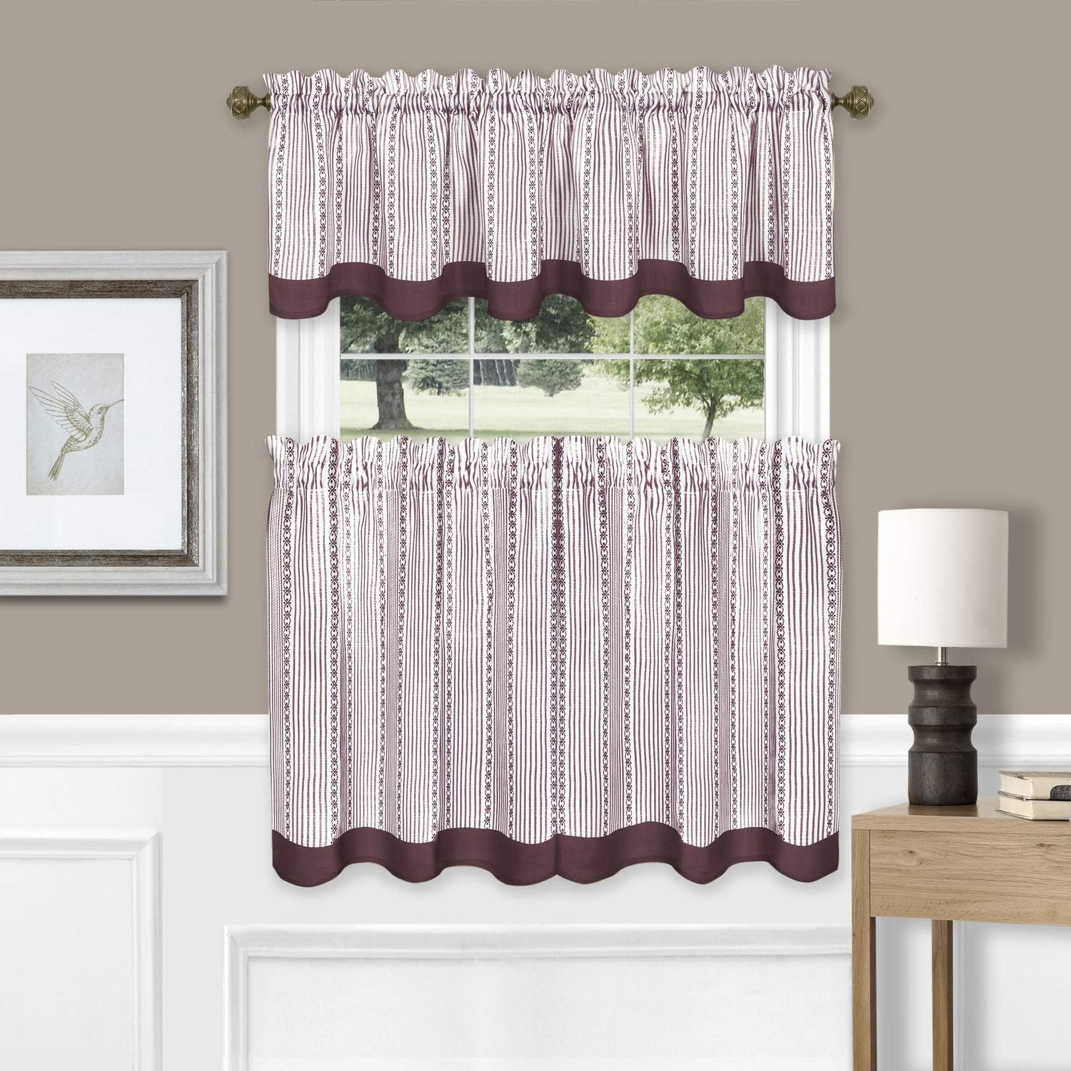 Achim Home Furnishings Westport Tier and Valance Set 58 X 36/58 X 14 - Black/White image number 4