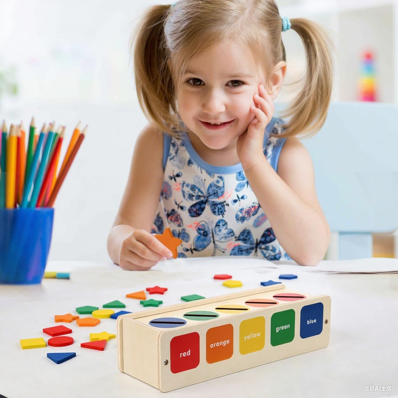 Montessori Wooden Sorting & Matching Toy for Toddlers, Baby Toy 12+ Months, Colour & Shape Learning Educational Game for Kids Age 2 3 4 5, Sensory Presents for Boys and Girls image number 2