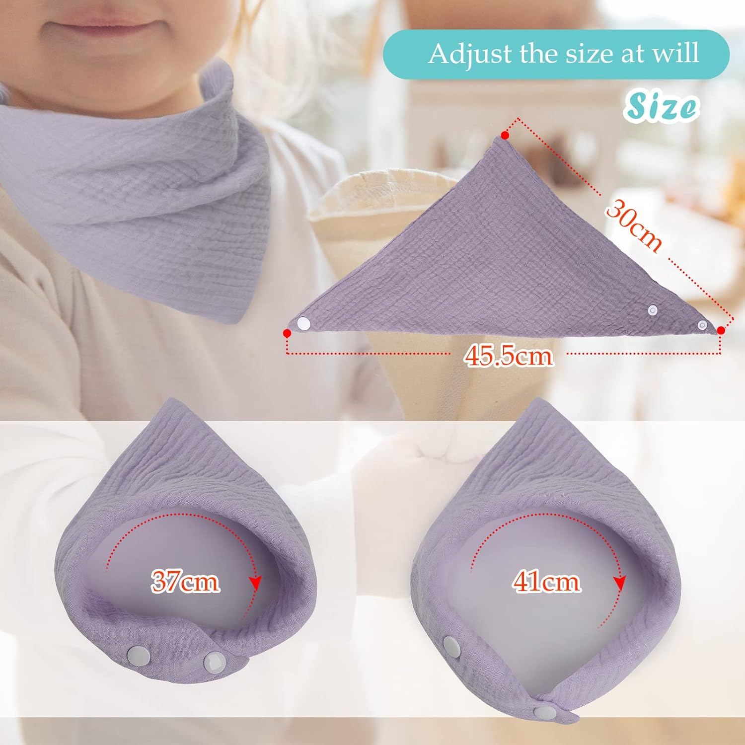 WD&CD Baby Bandana Drool Bib (4 Pack) Adjustable Absorbent Soft Snap Drool Bibs for Baby Girls and Boys-D image number 2