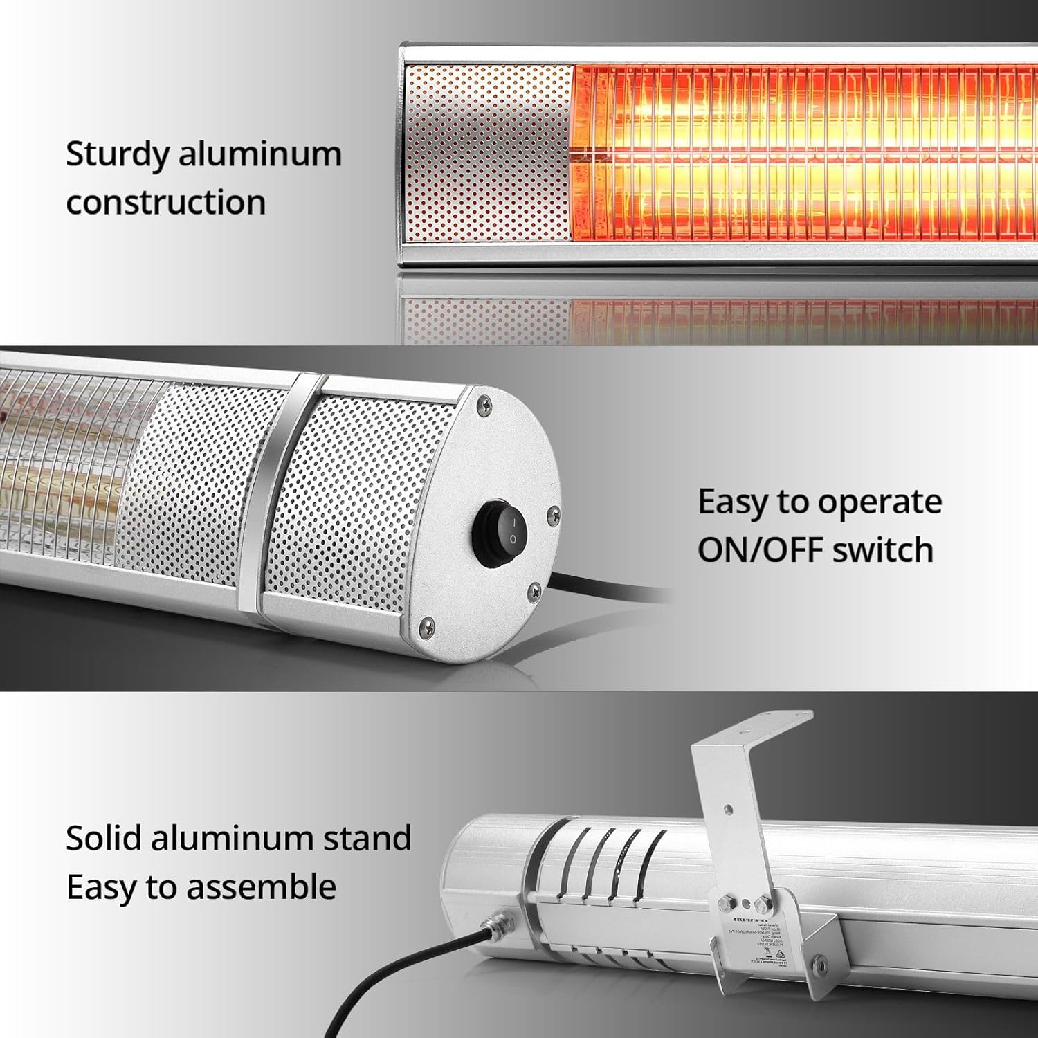 Maxkon 2000W Electric Halogen Heater Outdoor Indoor Infrared Space Patio Room Bar Warmer Instant Heat Strip Wall Ceiling Waterproof image number 3