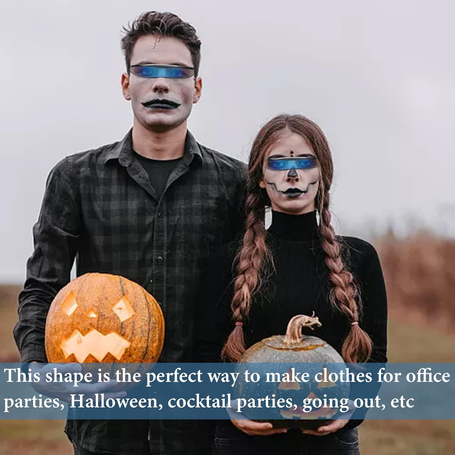 Cyclops Sunglasses | Futuristic Cyclops Visor Sunglasses,Punk Style Cosplay Glasses for Men Women, Size Pochy image number 3